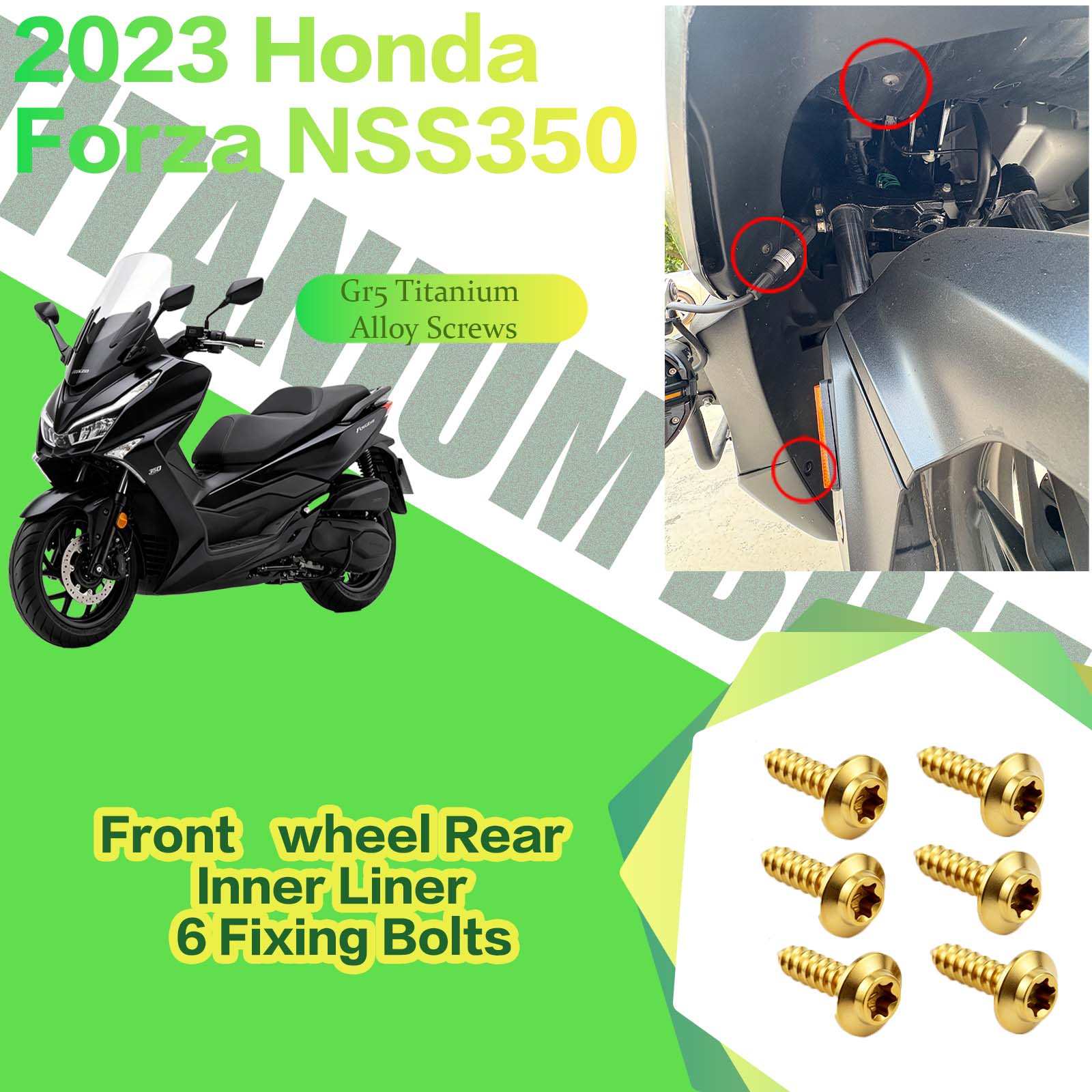 TIFOLD Titanium Alloy Modification Screws for Honda NSS350 Motorcycle, 2023 Model
