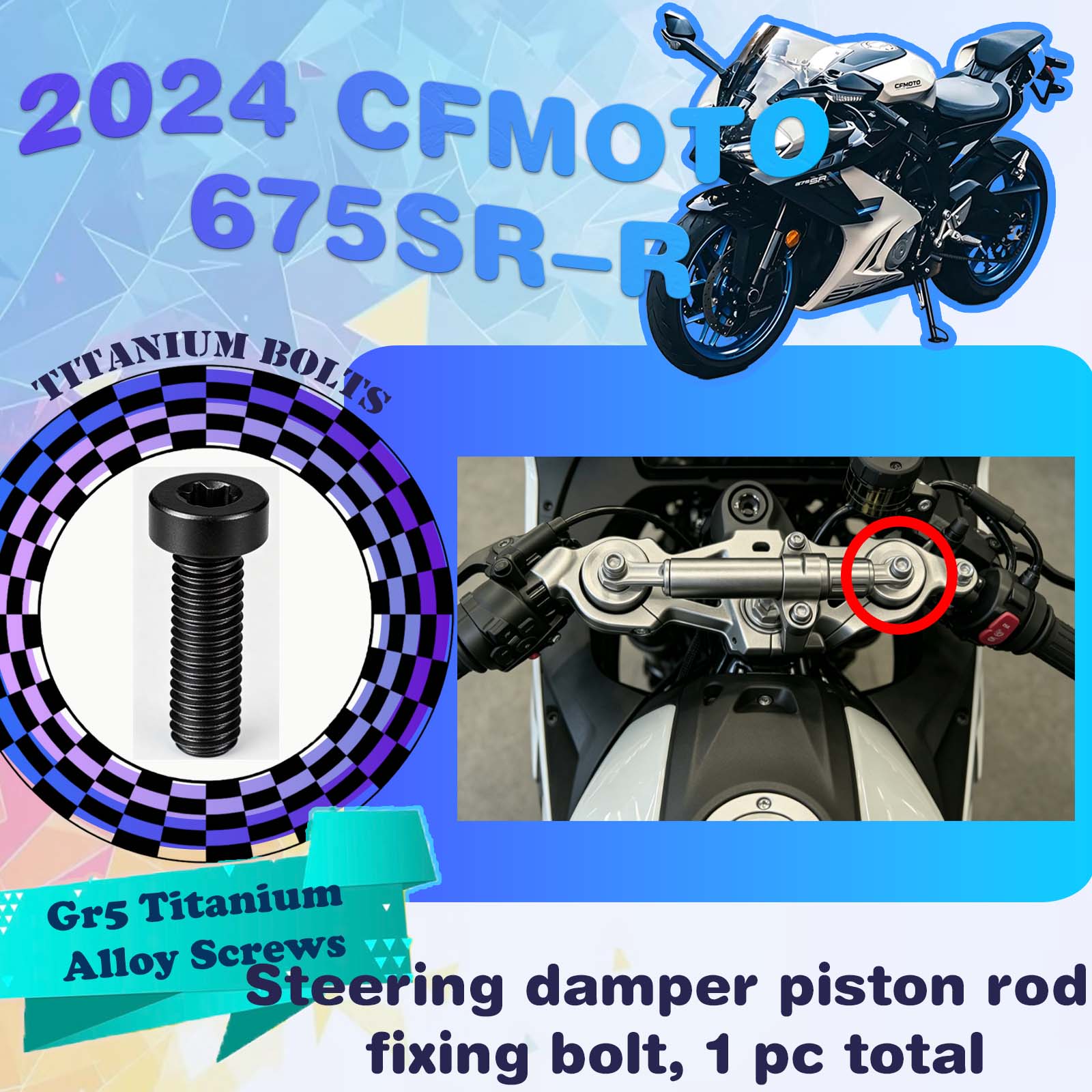 TIFOLD Full‑Vehicle Titanium Alloy Modification Screws for CFMOTO 675 SR‑R, 2024 Model