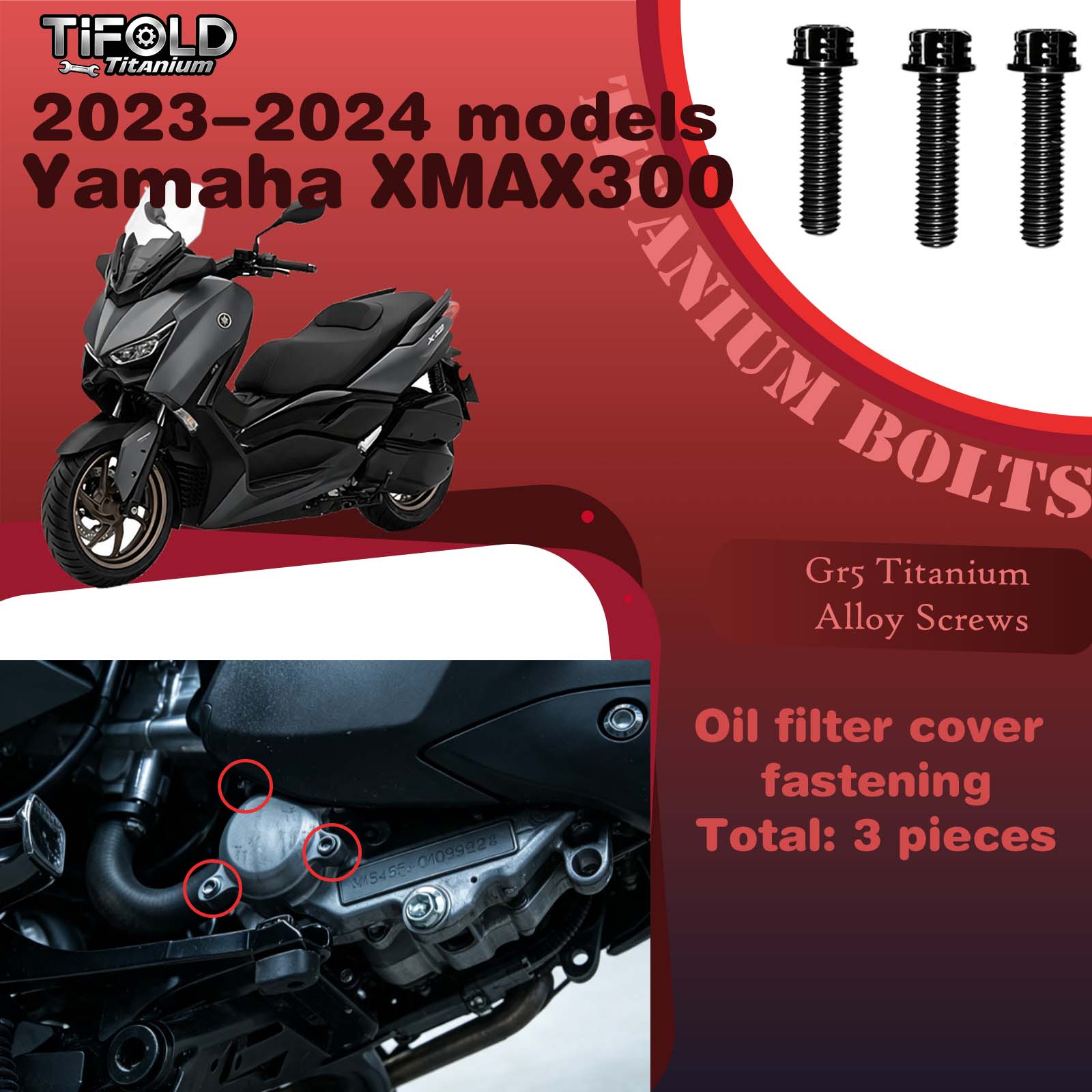 Titanium Alloy Screws for Modification, Fit for YAMAHA XMAX 300 23‑24 Mdels Motorcycle