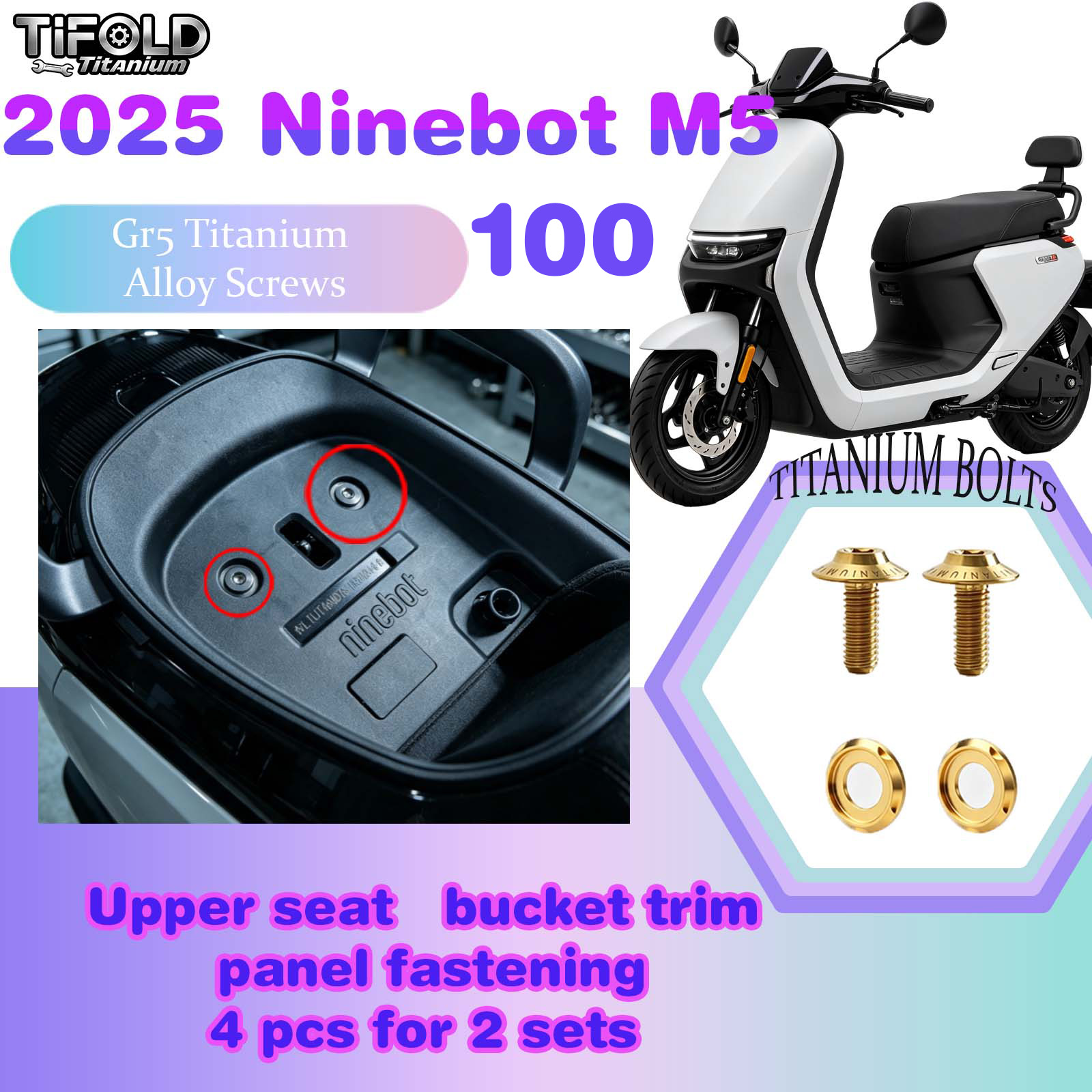 TIFOLD Titanium Alloy Modification Screws for Segway Ninebot M5 100 2025 Model Electric Motorcycle
