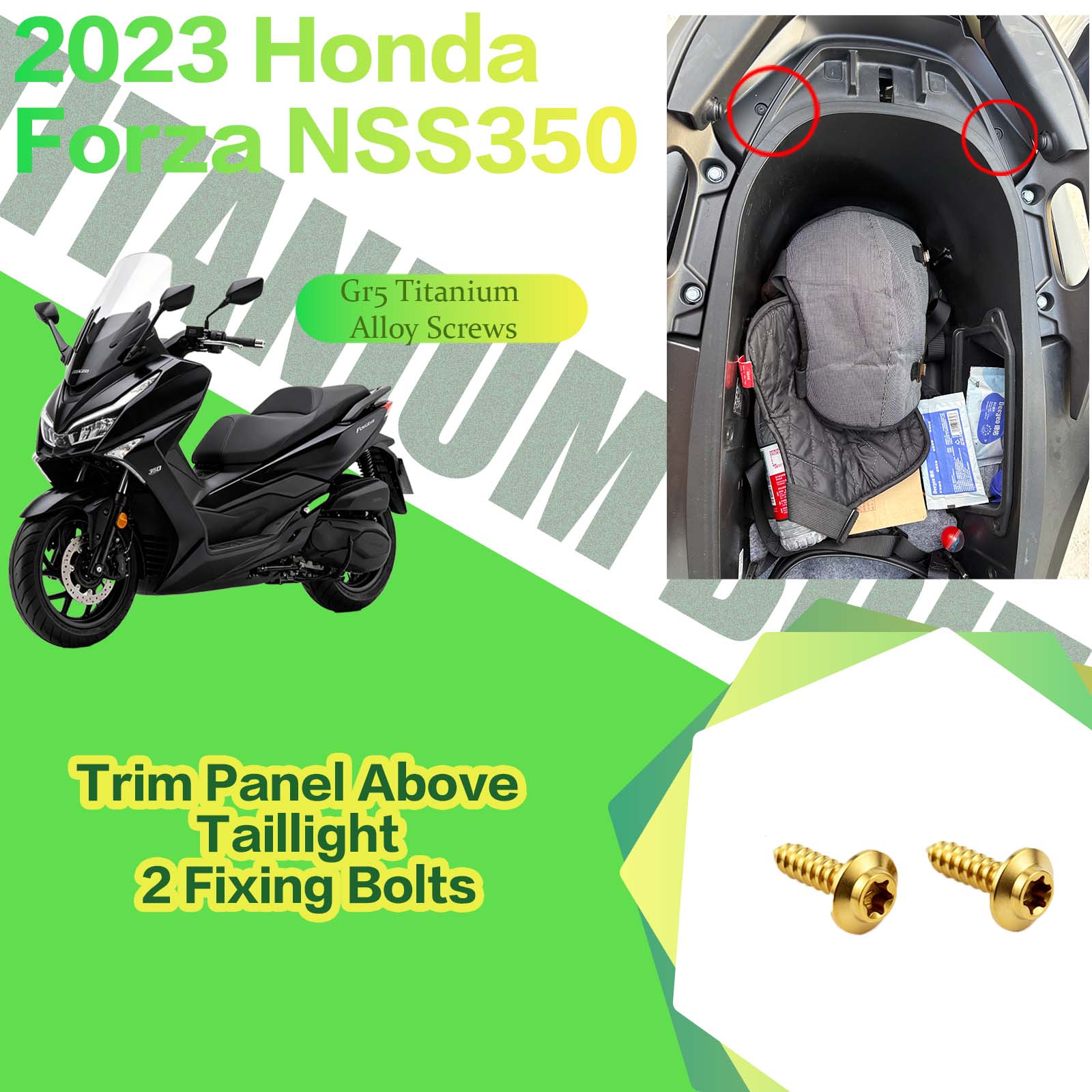 TIFOLD Titanium Alloy Modification Screws for Honda NSS350 Motorcycle, 2023 Model