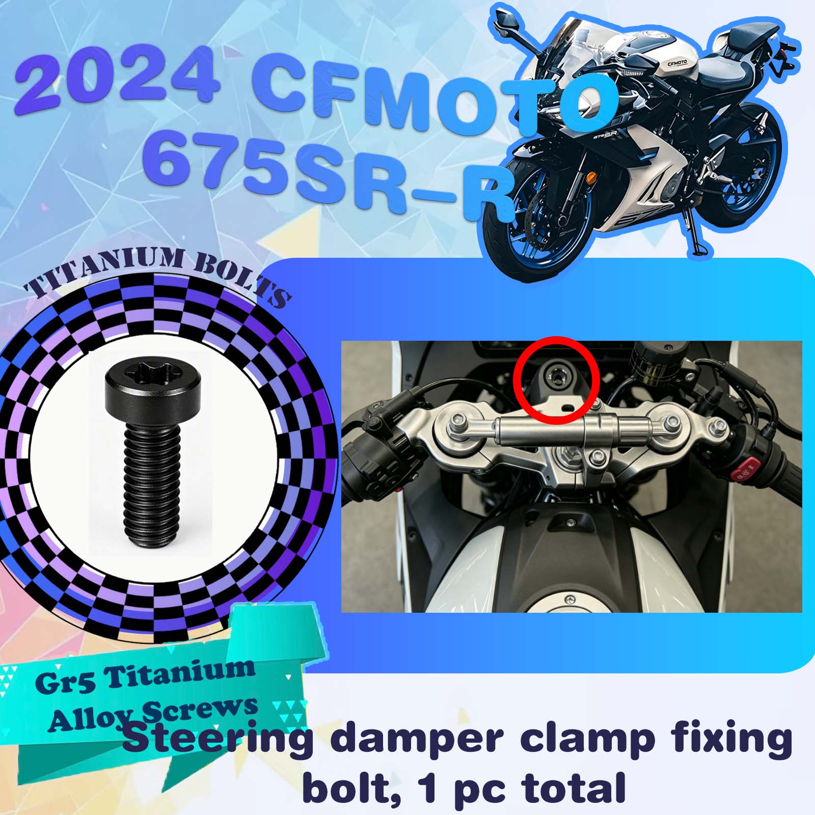 TIFOLD Full‑Vehicle Titanium Alloy Modification Screws for CFMOTO 675 SR‑R, 2024 Model