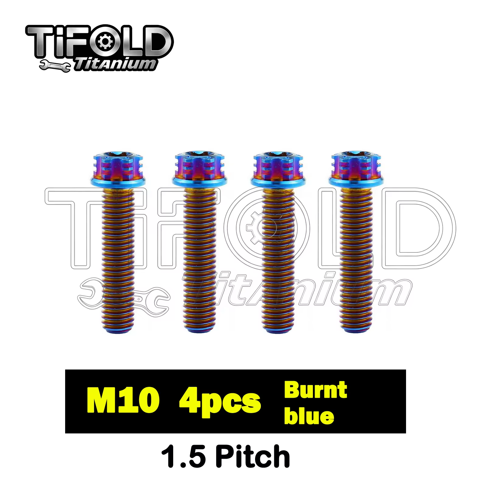 TIFOLD 4 pieces M10 1.25P titanium alloy screw flange inner and outer plum blossom screw engine pump fork screw