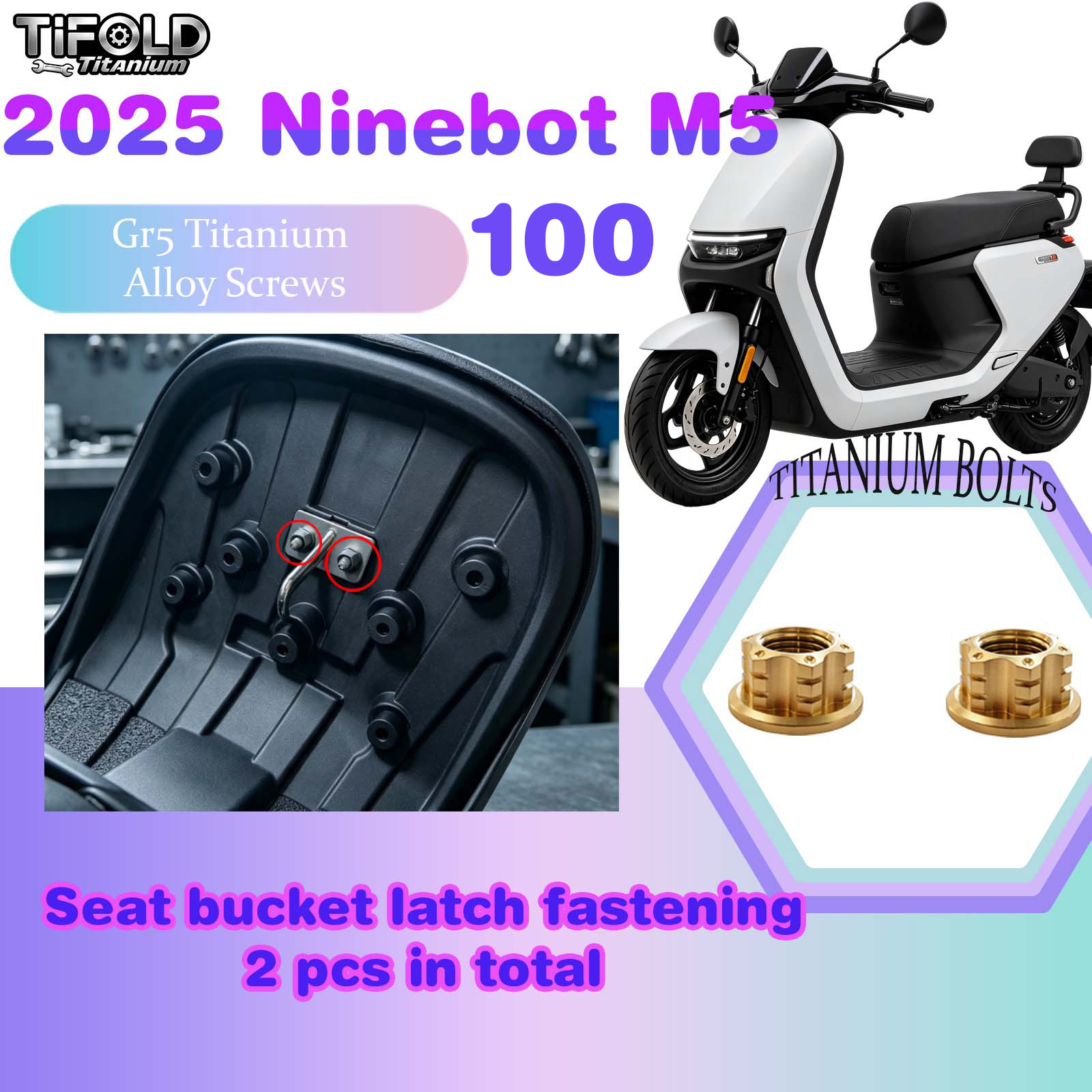 TIFOLD Titanium Alloy Modification Screws for Segway Ninebot M5 100 2025 Model Electric Motorcycle