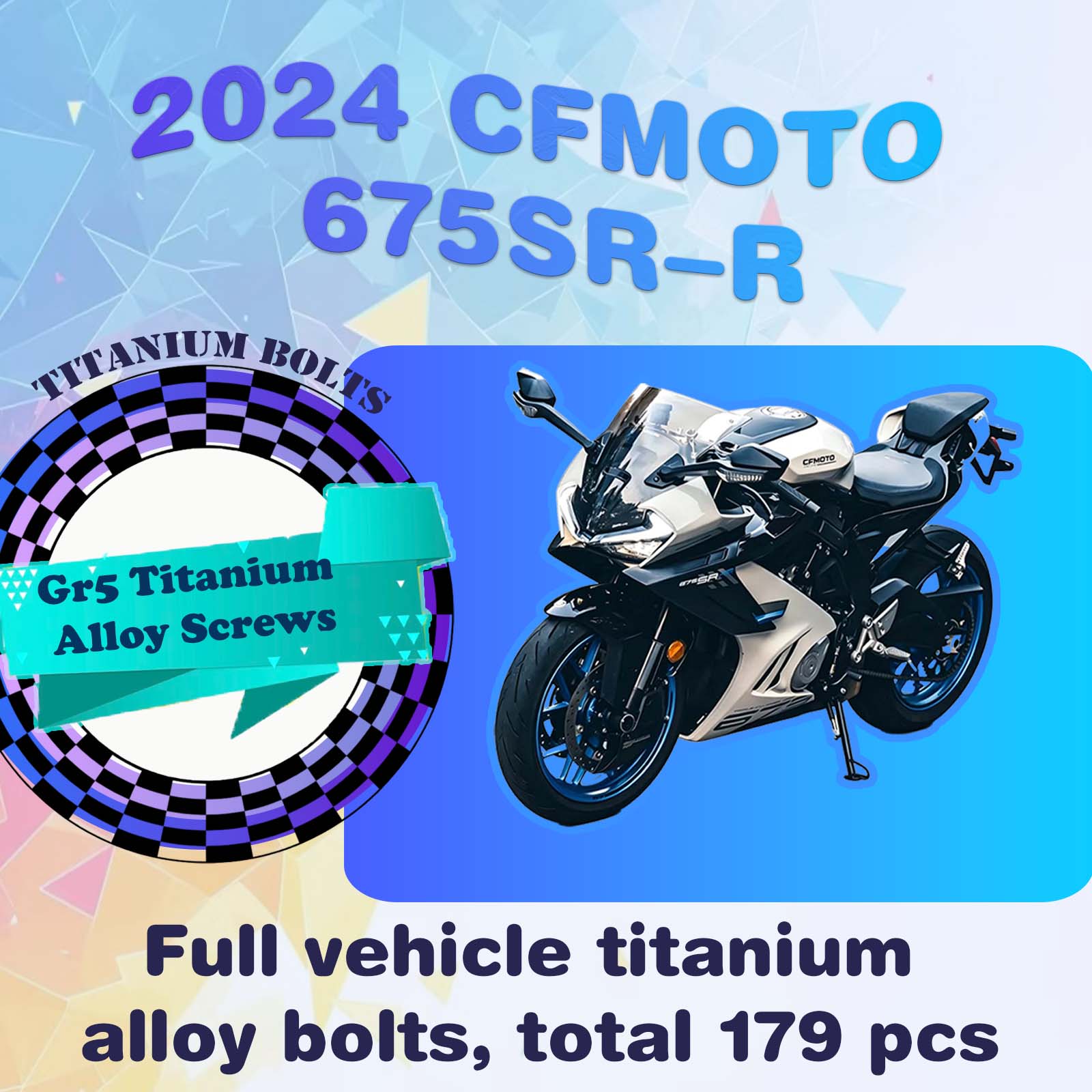 TIFOLD Full‑Vehicle Titanium Alloy Modification Screws for CFMOTO 675 SR‑R, 2024 Model