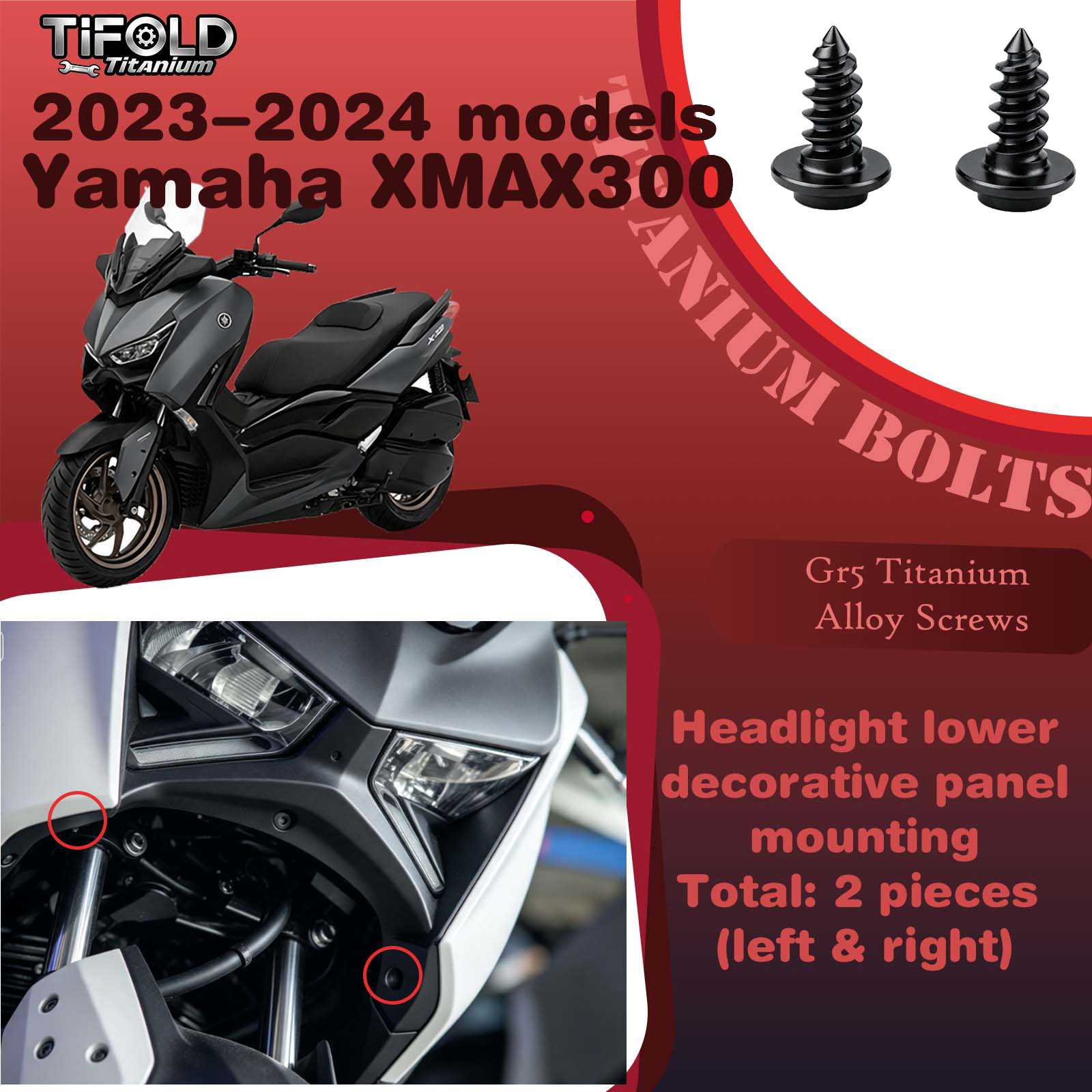 Titanium Alloy Screws for Modification, Fit for YAMAHA XMAX 300 23‑24 Mdels Motorcycle