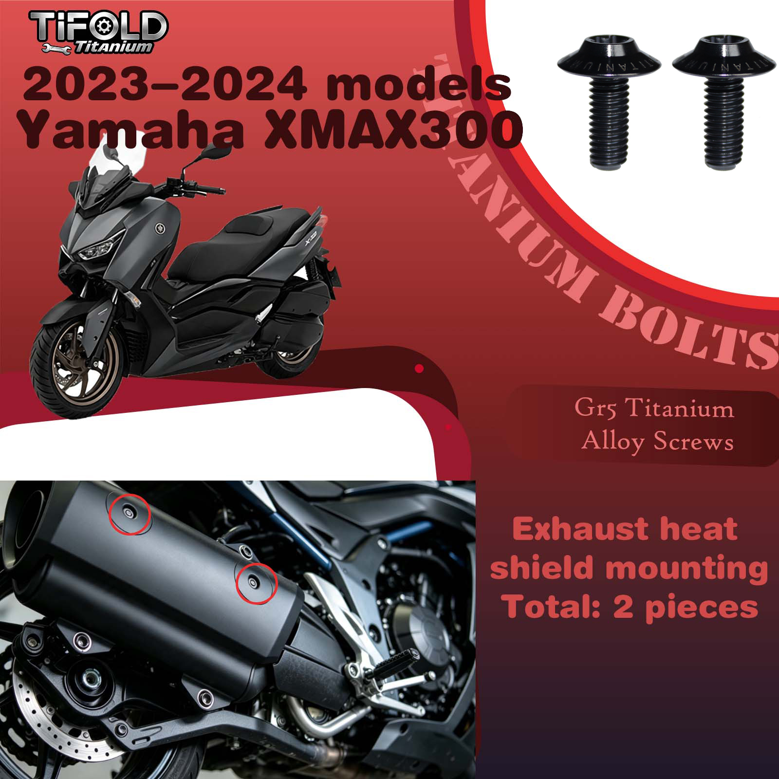 Titanium Alloy Screws for Modification, Fit for YAMAHA XMAX 300 23‑24 Mdels Motorcycle