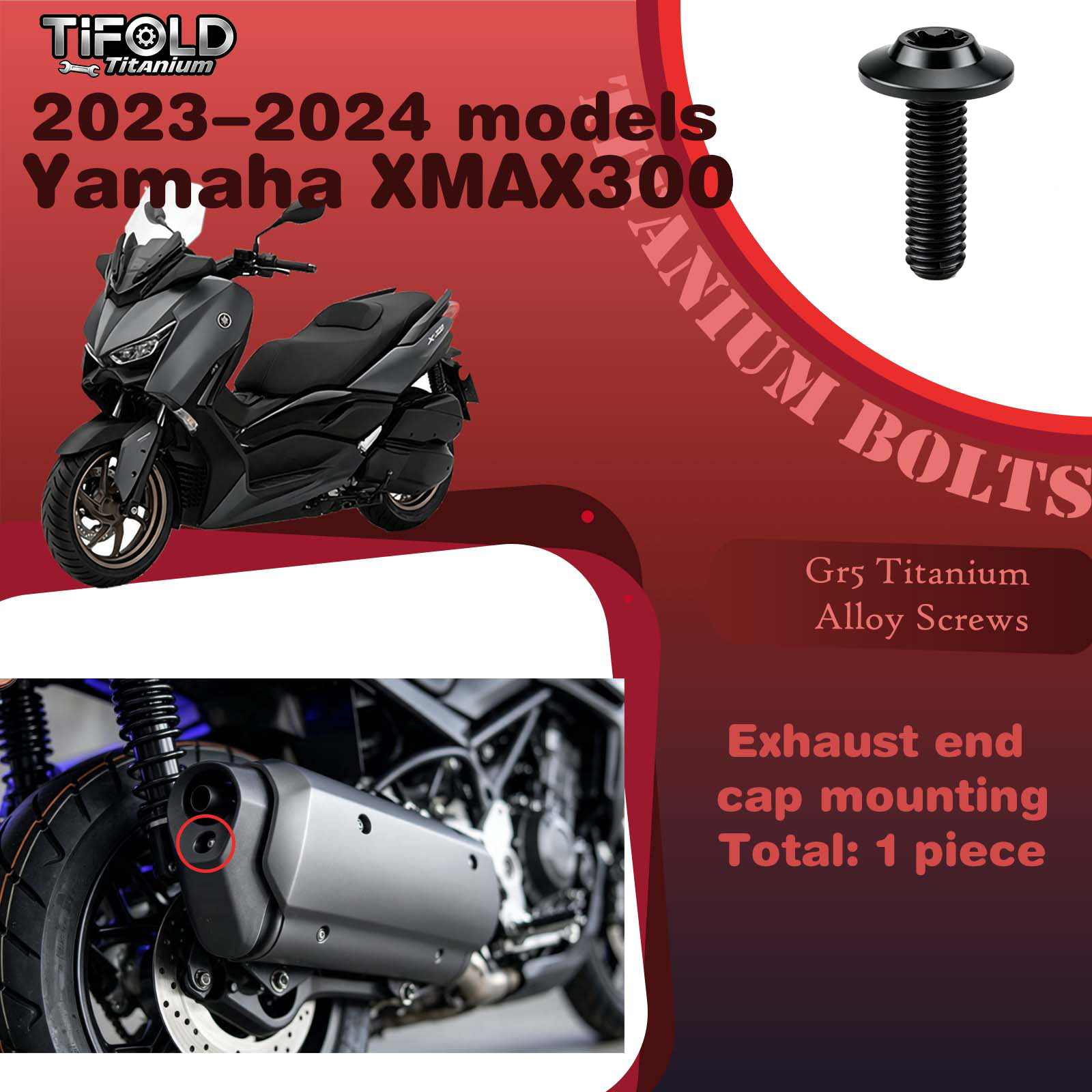 Titanium Alloy Screws for Modification, Fit for YAMAHA XMAX 300 23‑24 Mdels Motorcycle