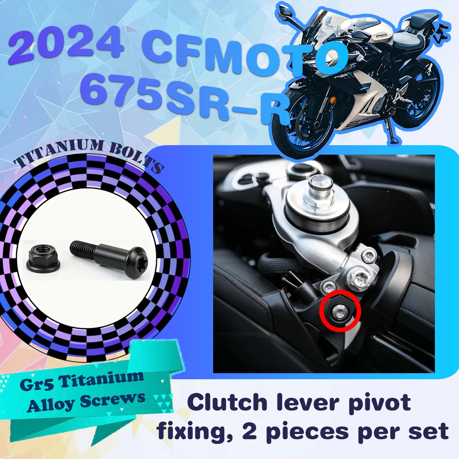 TIFOLD Full‑Vehicle Titanium Alloy Modification Screws for CFMOTO 675 SR‑R, 2024 Model