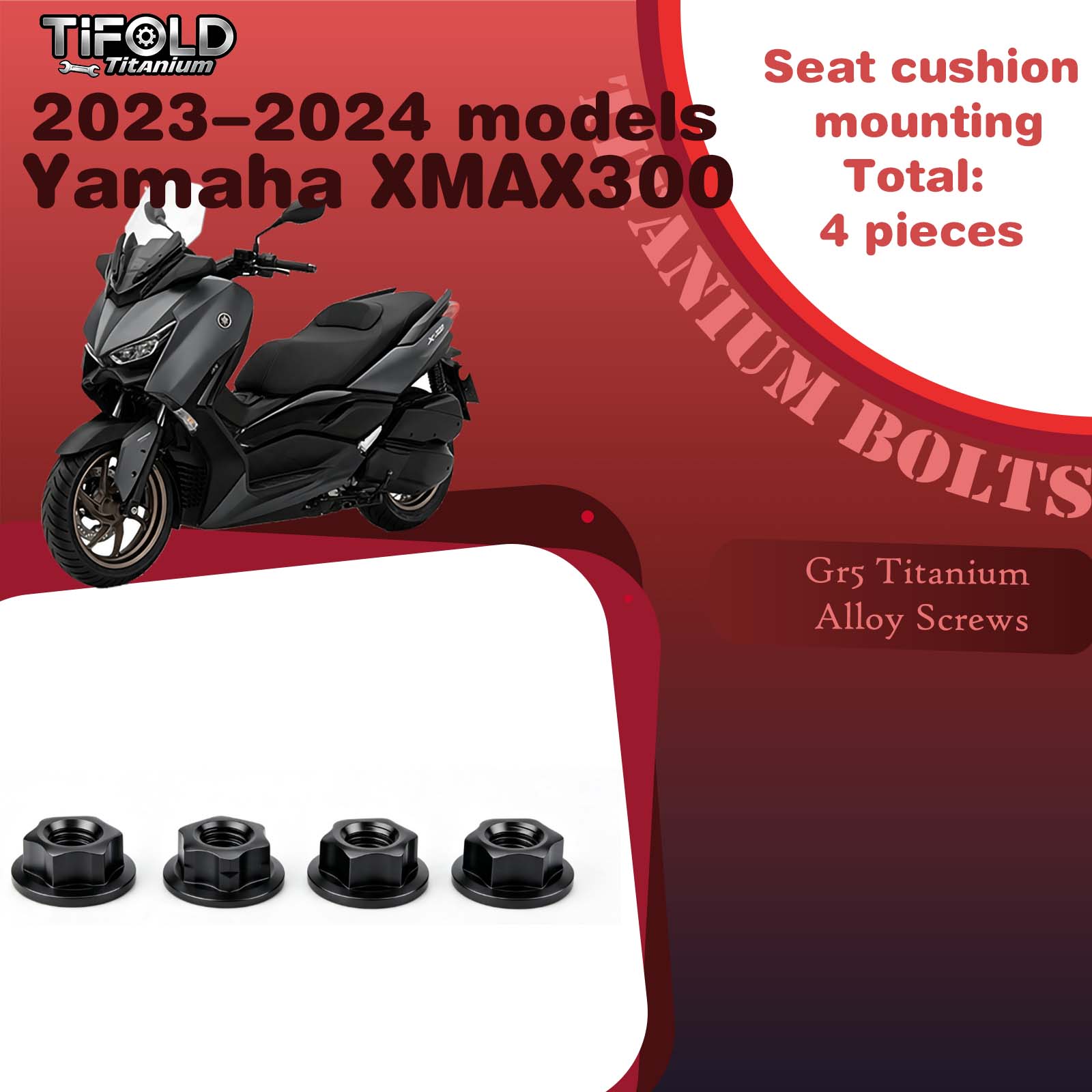 Titanium Alloy Screws for Modification, Fit for YAMAHA XMAX 300 23‑24 Mdels Motorcycle