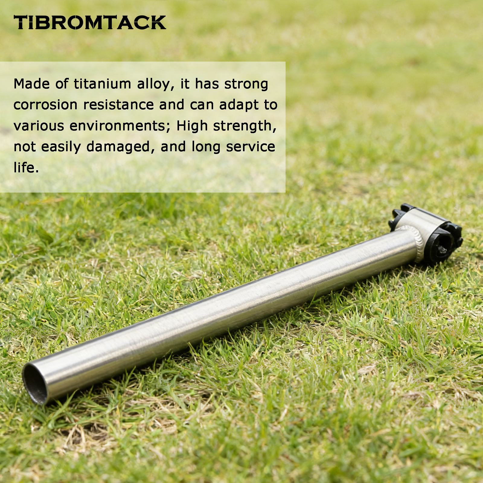 TIBROMTACK Titanium Road Bike Seat Post, 27.2mm (1.07in) Diameter, 13.78in (350mm) Length, 226.2g Lightweight Seat Pole, Straight No Offset, for Road Bike Racing, Training & Long-Distance Riding