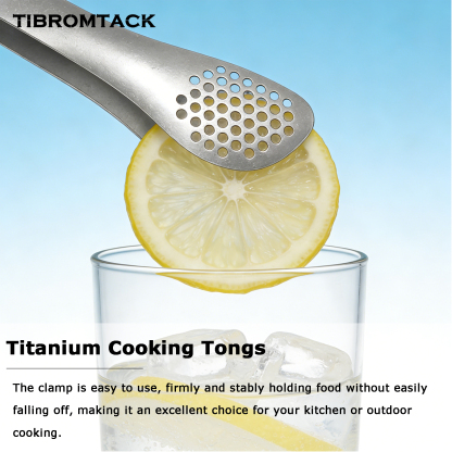 TIBROMTACK Titanium Cooking Tongs, 8.46 Inches Lightweight Metal Tongs for Grilling, Kitchen Utensils for Cooking, Baking, Outdoor, Salad, Steak, Bacon (21.5cm, 58g)