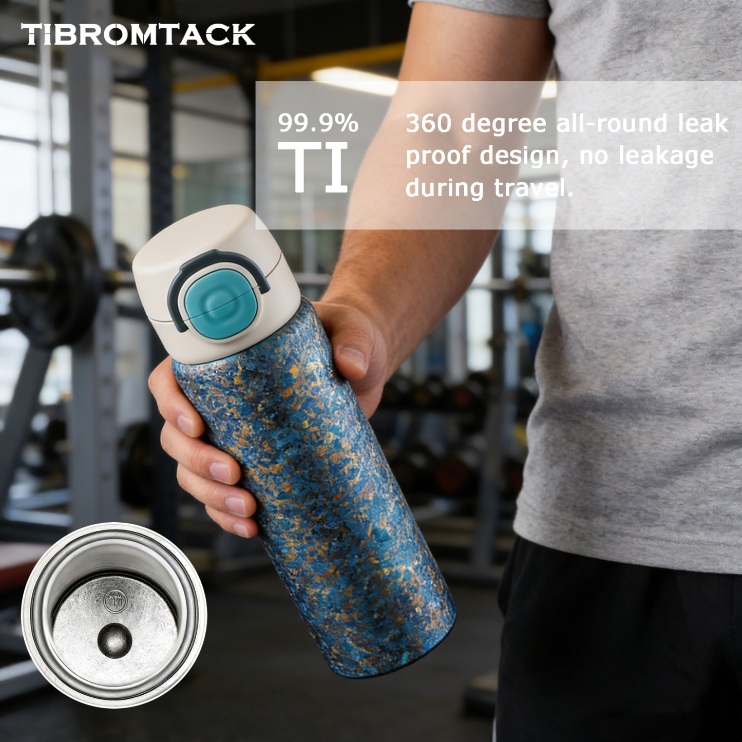 TIBROMTACK Titanium Tumbler, 450ml Pure Titanium Coffee Travel Mug with Soft Straw & Flip Lid, Lightweight 263g Insulated Cup for Commute, Office & Outdoor Use