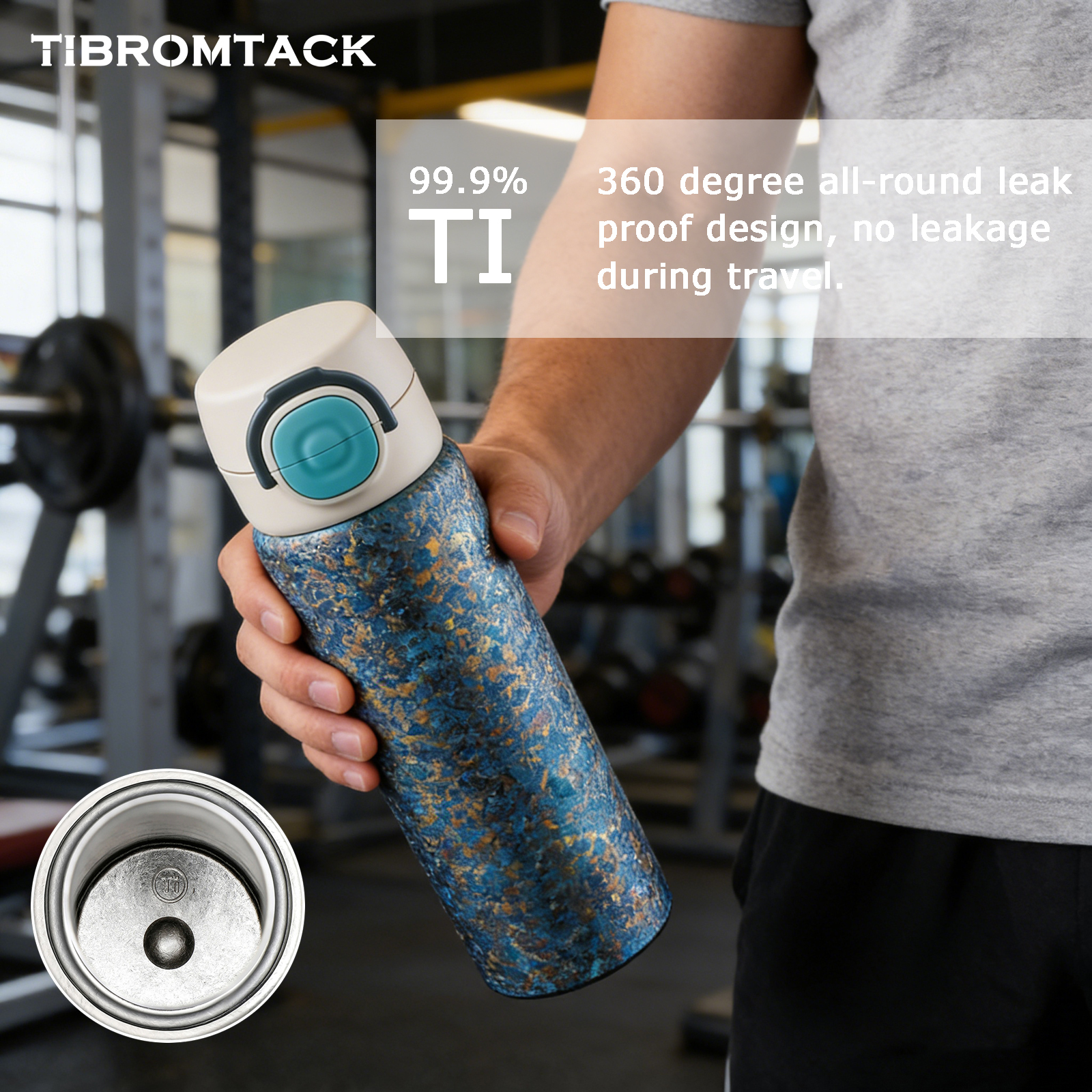 TIBROMTACK Titanium Tumbler, 450ml Pure Titanium Coffee Travel Mug with Soft Straw & Flip Lid, Lightweight 263g Insulated Cup for Commute, Office & Outdoor Use