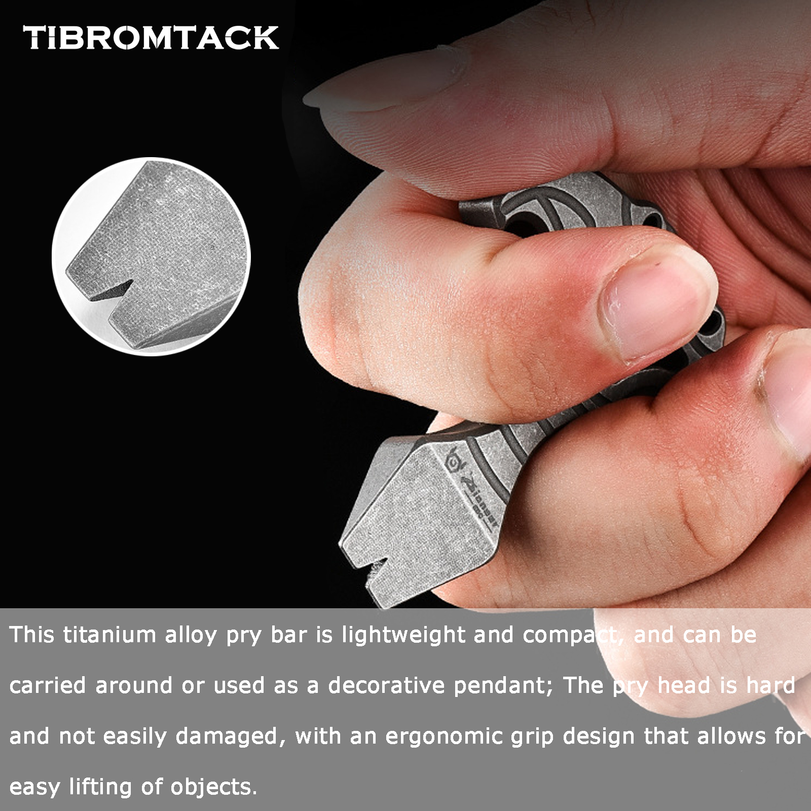 TIBROMTACK Titanium EDC Pry Bar, Mini 1.2oz Lightweight Multitool for Camping, Emergency Situations, Bottle Opener