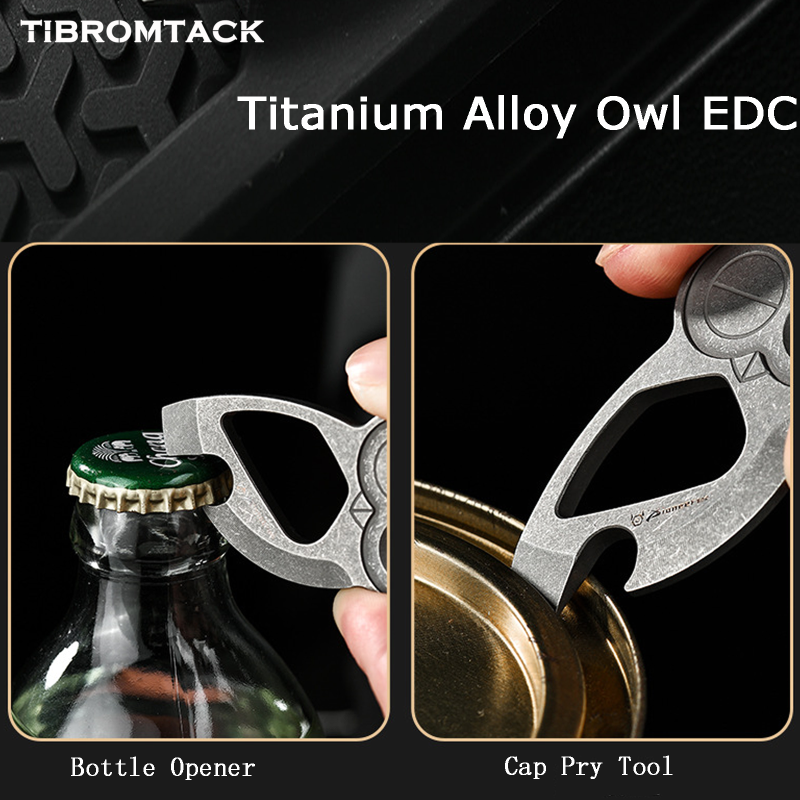 TIBROMTACK Titanium Alloy EDC Multifunctional Keychain, Creative Owl Bottle Opener, Lightweight 15g Durable Key Ring for Daily Carry & Outdoor Activities
