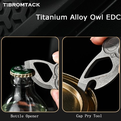 TIBROMTACK Titanium Alloy EDC Multifunctional Keychain, Creative Owl Bottle Opener, Lightweight 15g Durable Key Ring for Daily Carry & Outdoor Activities
