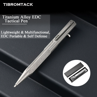TIBROMTACK Pure Titanium Bolt Action Pen - 130mm/5.12in 40g EDC Fidget Pen | Steel-Strength Titanium Pen for Writing & Calligraphy, BPA Free