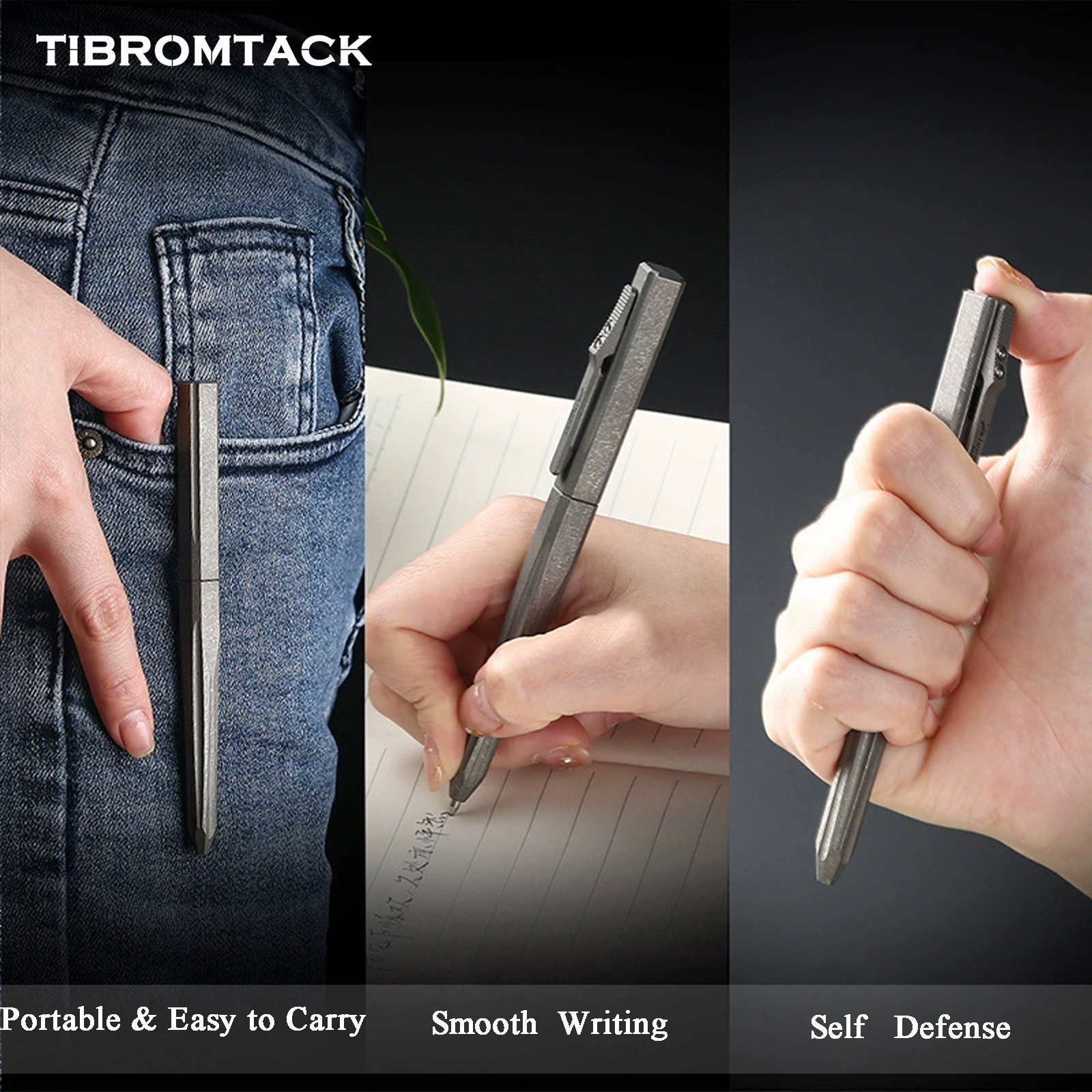 TIBROMTACK Pure Titanium Bolt Action Pen - 135mm/5.31in 35g EDC Fidget Pen | Steel-Strength Titanium Pen for Writing, Calligraphy & Signing, BPA Free