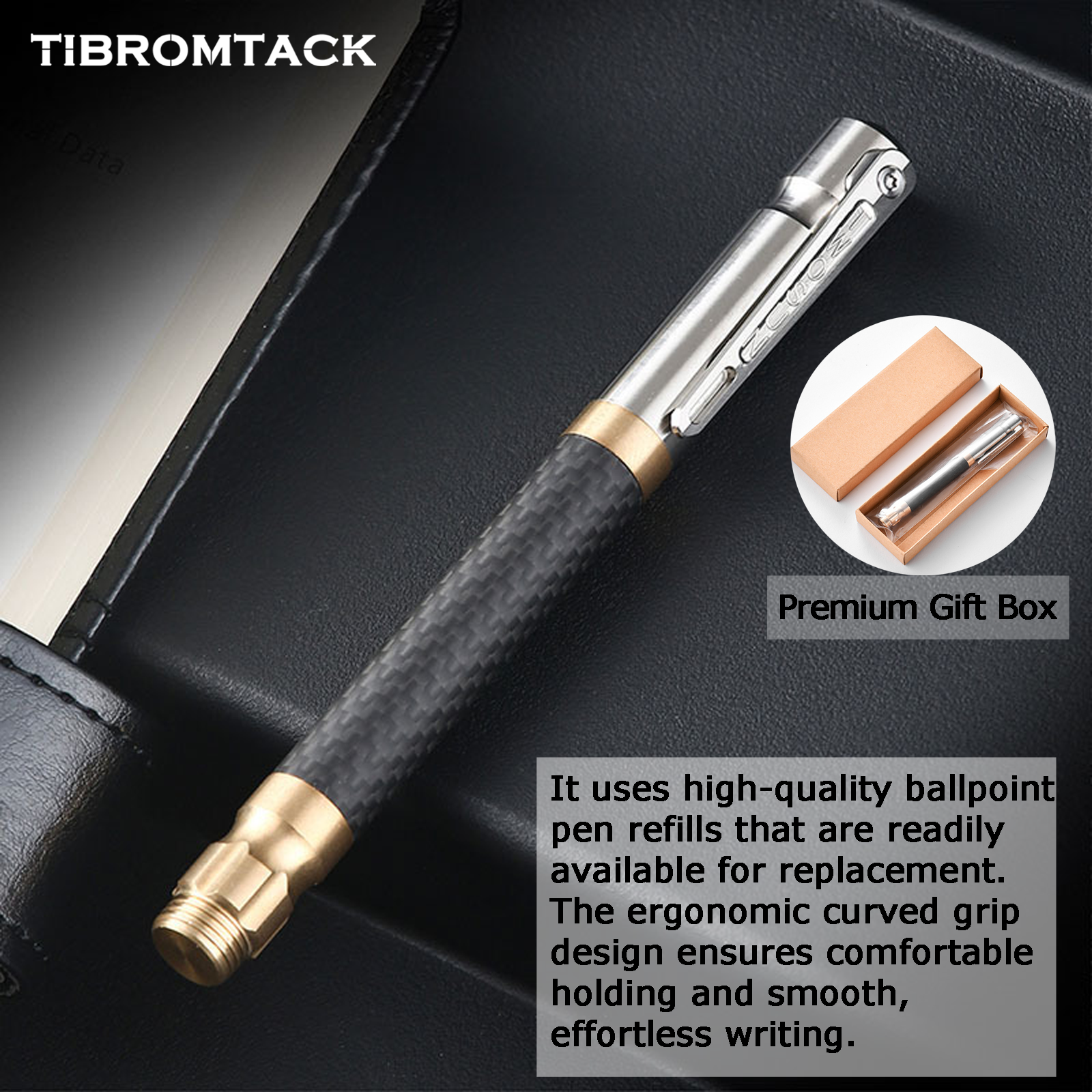 TIBROMTACK Pure Titanium Bolt Action Pen - 120mm/4.72in 35g | Steel-Strength for Business Signing & Writing, BPA Free