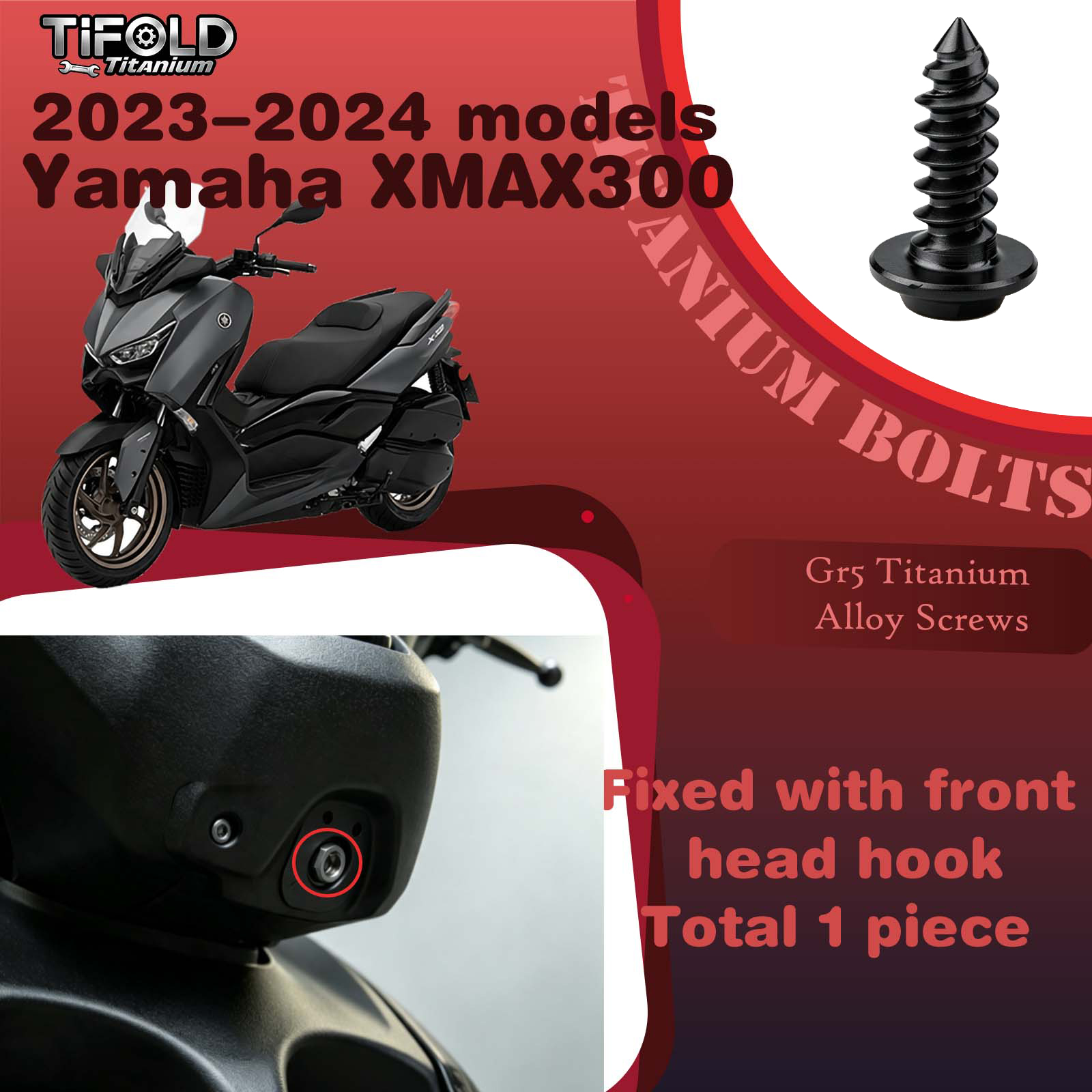 Titanium Alloy Screws for Modification, Fit for YAMAHA XMAX 300 23‑24 Mdels Motorcycle
