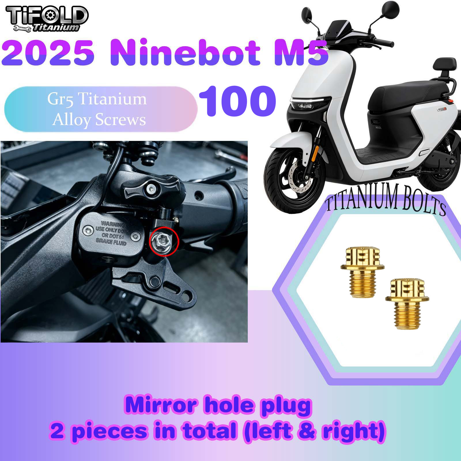 TIFOLD Titanium Alloy Modification Screws for Segway Ninebot M5 100 2025 Model Electric Motorcycle