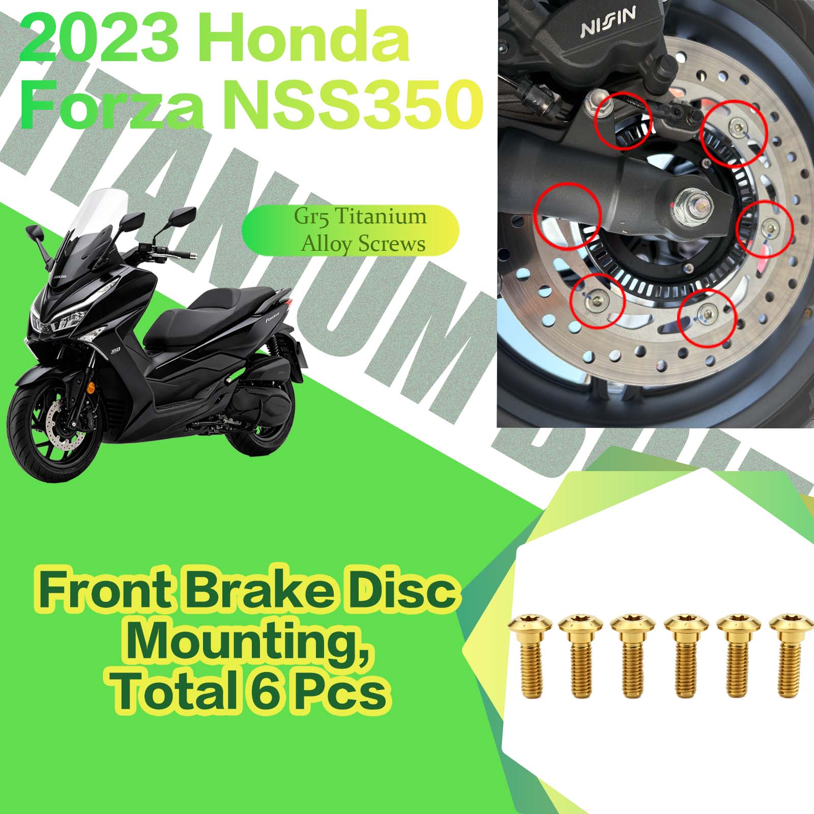 TIFOLD Titanium Alloy Modification Screws for Honda NSS350 Motorcycle, 2023 Model