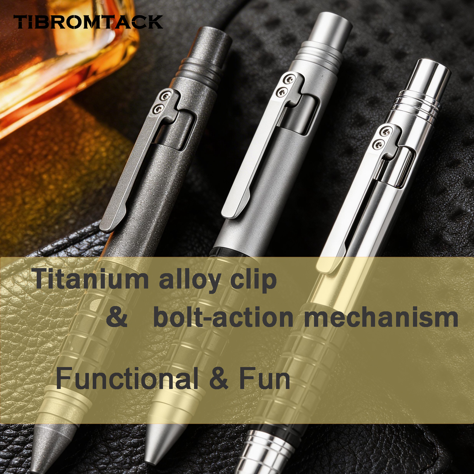 TIBROMTACK Titanium Tactical Pen, Bolt Action Pen for Self Defense Weapons, Gr5 Titanium Alloy, Smooth Writing & Multi-Functional, Lightweight 1.27oz/36g, 5.04in×0.39in EDC Pen for Outdoor & Daily Use