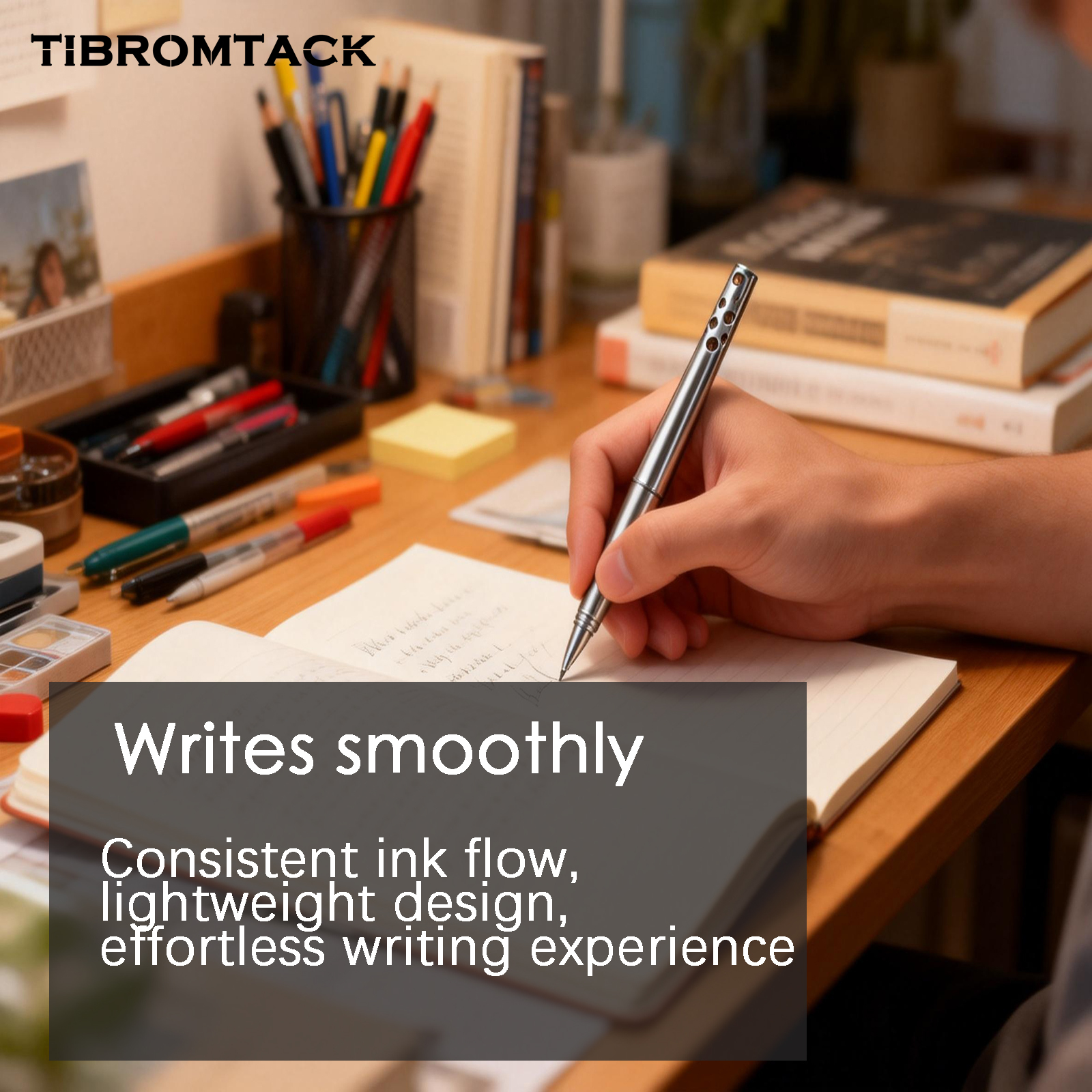 TIBROMTACK Titanium Tactical Pen, Grade 5 Titanium Alloy EDC Pen, Self Defense Pen for Men Women, Lightweight Portable Everyday Carry Writing Pen with Smooth Ink Flow