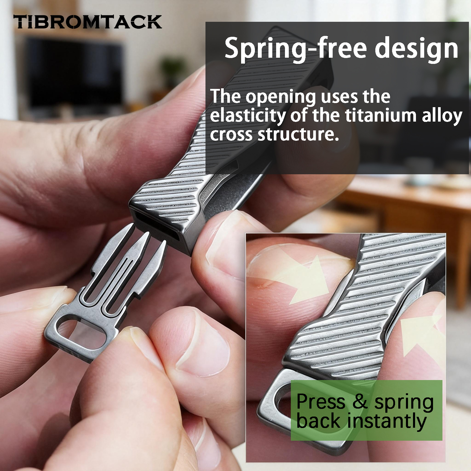 TIBROMTACK Gr5 Titanium Alloy Belt Key Holder, Lightweight 16.2g/0.57oz Belt Clip for Daily, 53×12×14mm