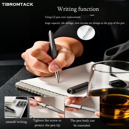 Titanium Tactical EDC Pen, Lightweight & Durable Survival Pen with Tungsten Steel Glass Breaker, G2 Refill Compatible, Comfortable Anti-Slip Grip for Daily Carry, Outdoor & Emergency Use