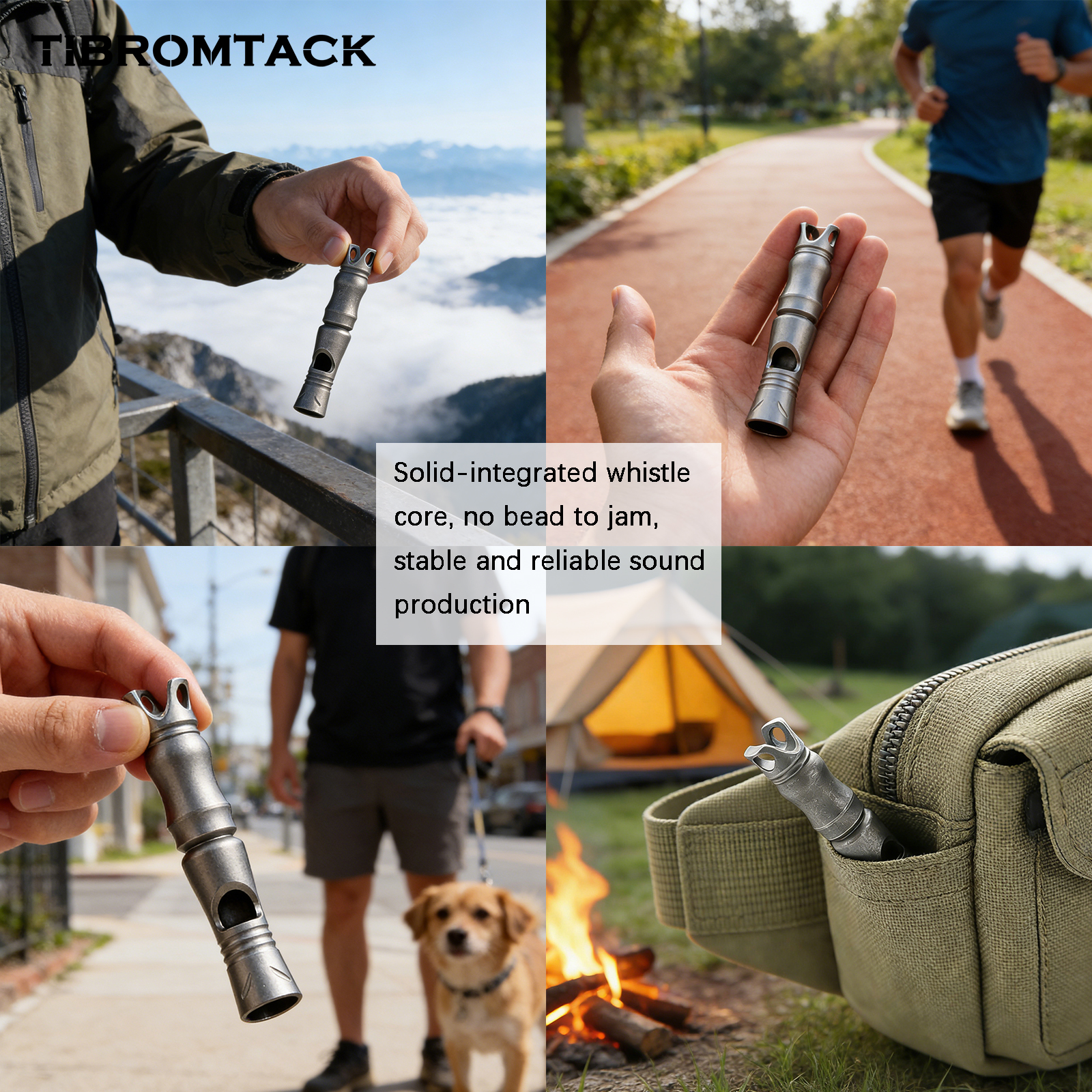 TIBROMTACK Gr5 Titanium Alloy Single Tube Loud Emergency Survival Whistle, Safety Whistle for Hiking Camping Dog Training Adults Emergency