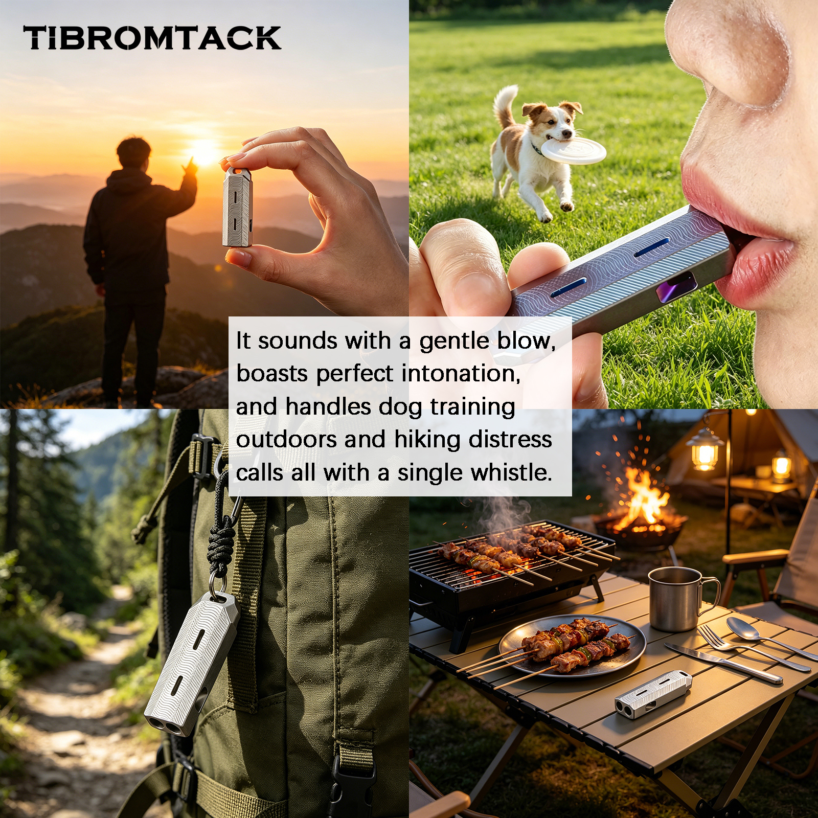 TIBROMTACK Gr5 Titanium Dual Tube Whistle, Loud Emergency Survival Whistle, Lightweight Safe Whistle for Adults Emergency, Dog Training, Hiking & Camping
