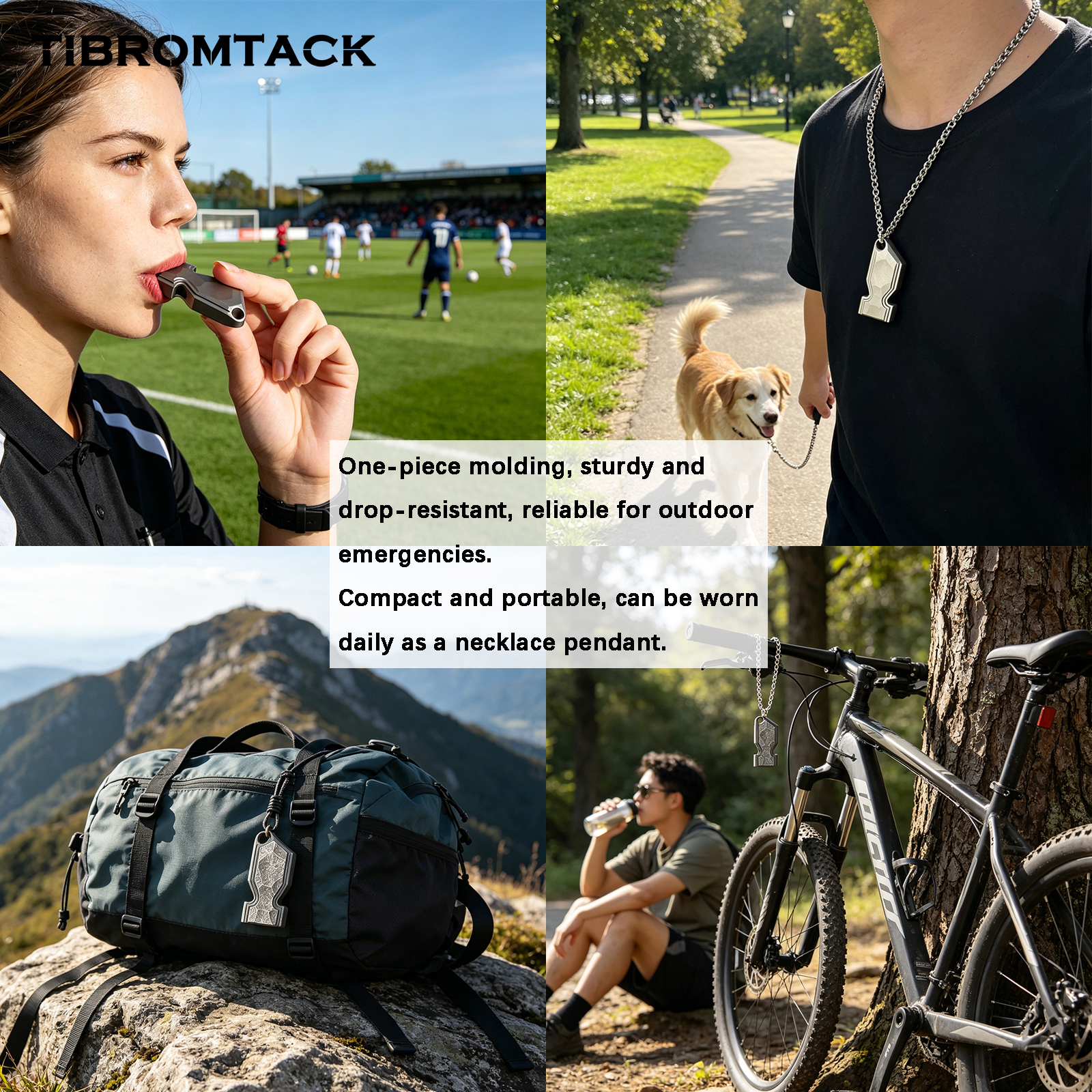 TIBROMTACK Gr5 Titanium Alloy Dual Tube Whistle, Loud Emergency Survival Whistle for Adults, Lightweight & Durable Outdoor Safety Whistle for Hiking Camping Dog Training