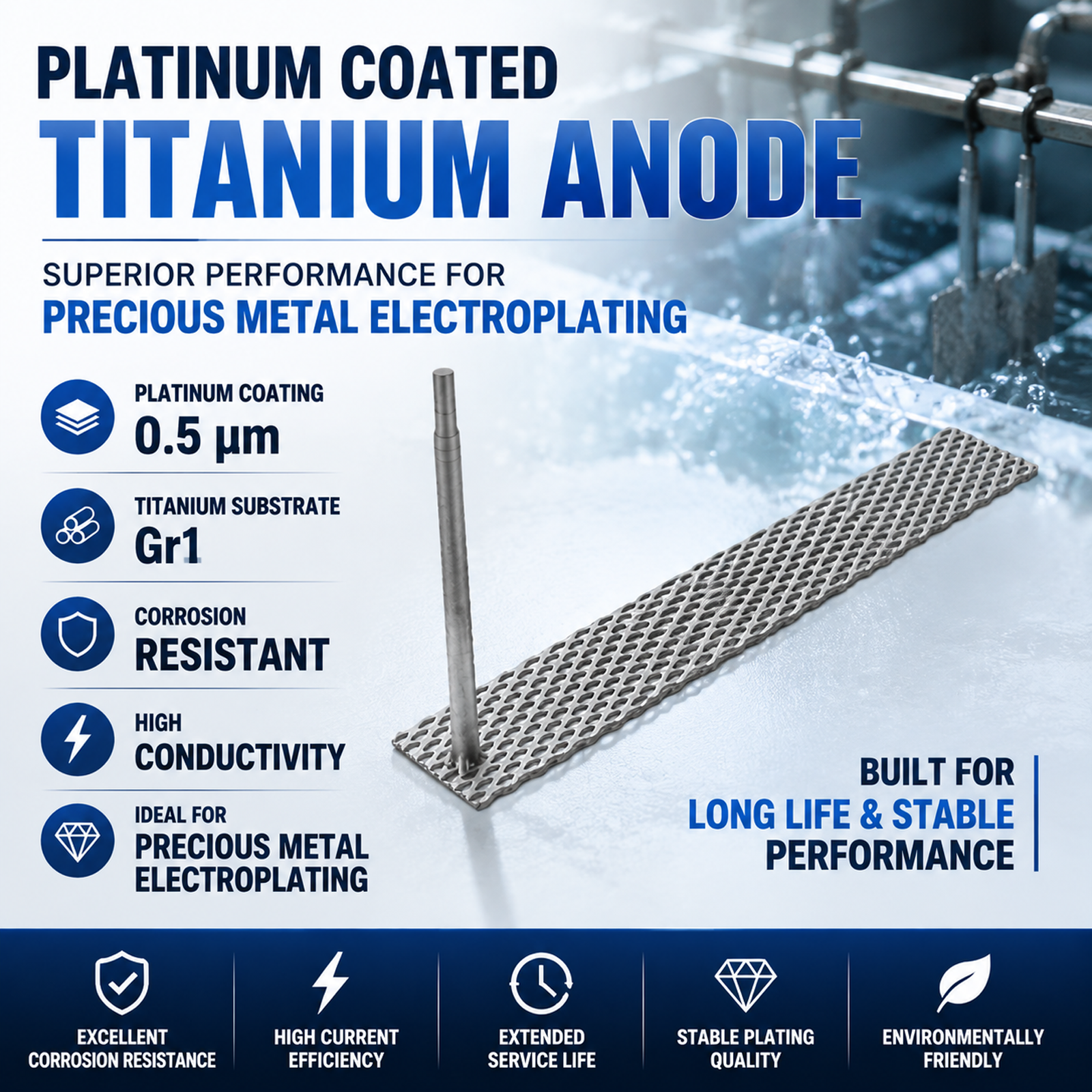 TIBROMTACK Platinum Coated Titanium Anode Mesh