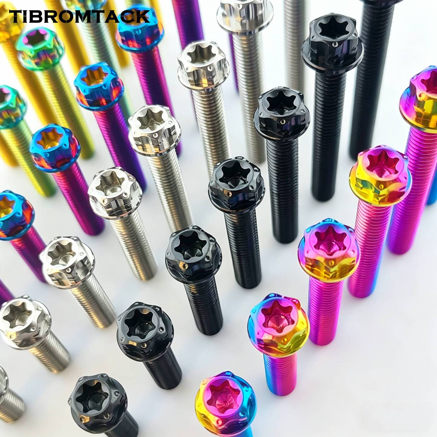 TIBROMTACK M5 Titanium Bolts, Gr5 Titanium Alloy Torx Bolts M5 x 10-50mm, Compatible with T25 Torx Bit/7mm Socket, Lightweight & High Strength, Rust-Proof  Fasteners for Vehicles