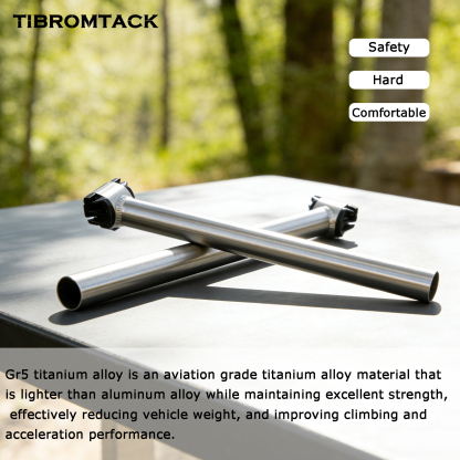 TIBROMTACK Titanium Road Bike Seat Post, 27.2mm (1.07in) Diameter, 13.78in (350mm) Length, 226.2g Lightweight Seat Pole, Straight No Offset, for Road Bike Racing, Training & Long-Distance Riding