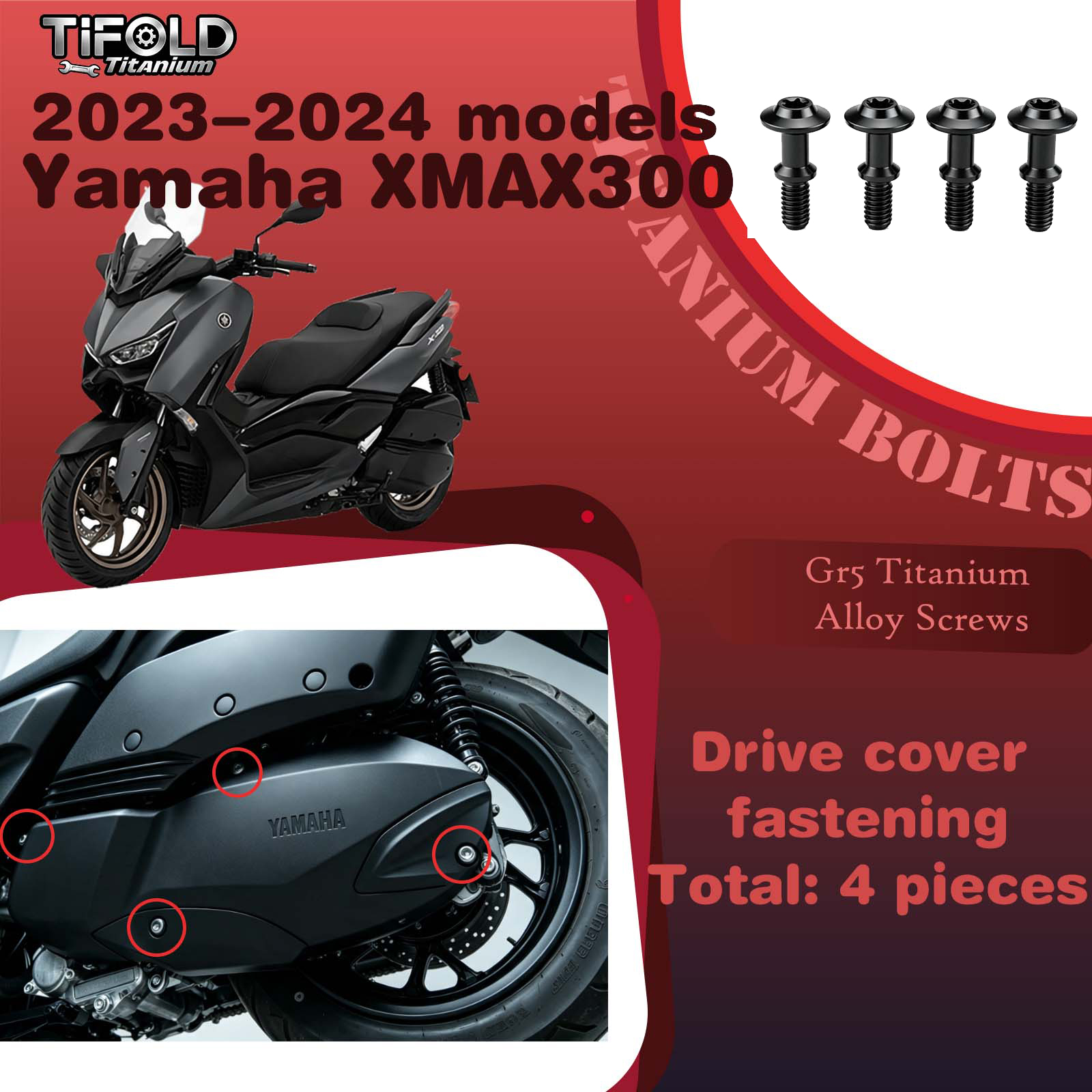 Titanium Alloy Screws for Modification, Fit for YAMAHA XMAX 300 23‑24 Mdels Motorcycle
