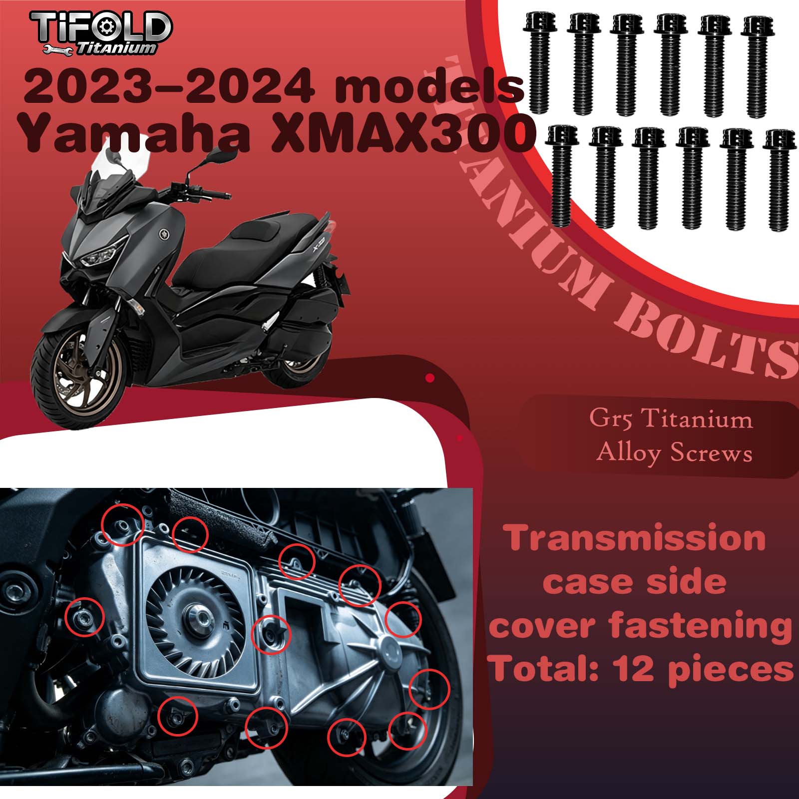 Titanium Alloy Screws for Modification, Fit for YAMAHA XMAX 300 23‑24 Mdels Motorcycle
