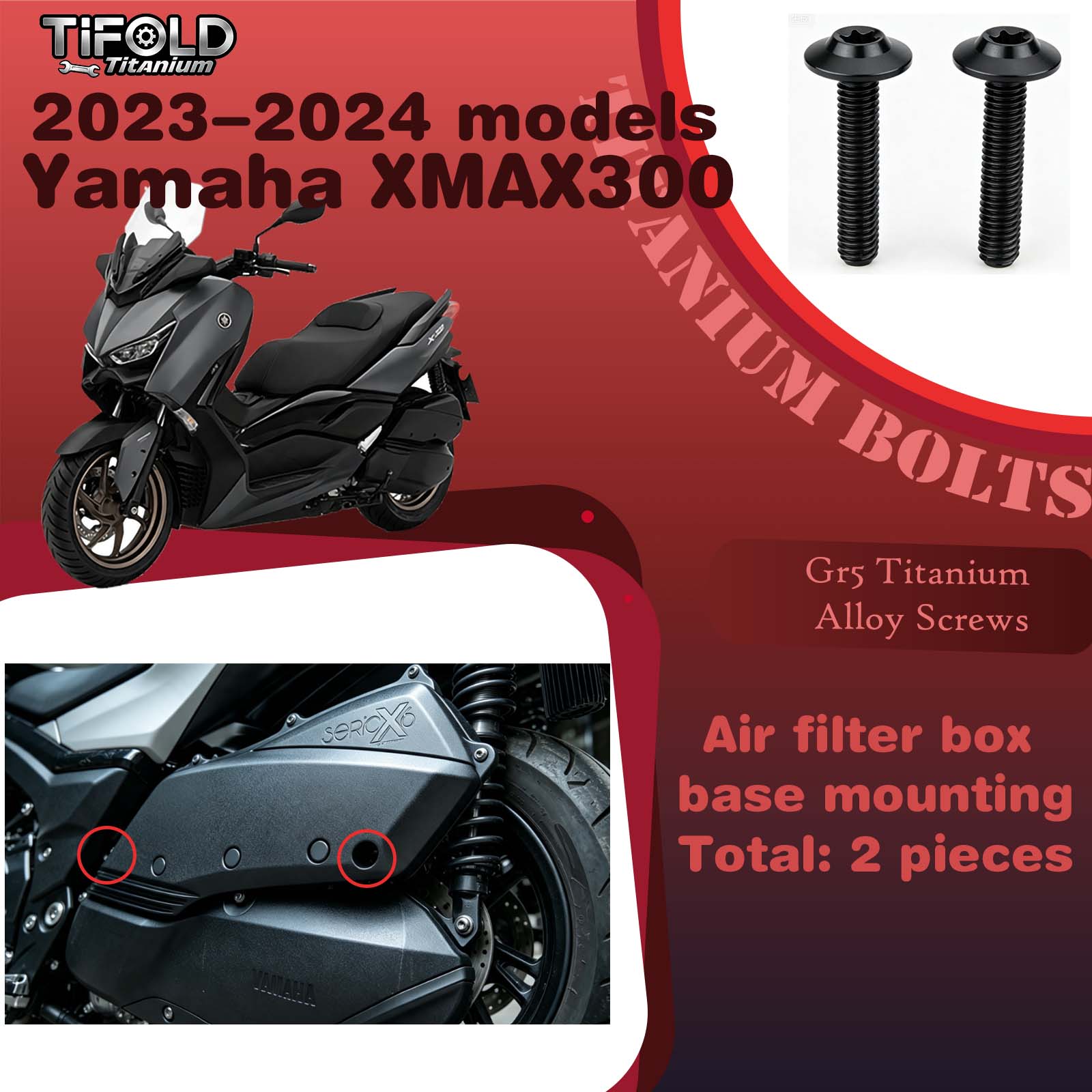 Titanium Alloy Screws for Modification, Fit for YAMAHA XMAX 300 23‑24 Mdels Motorcycle