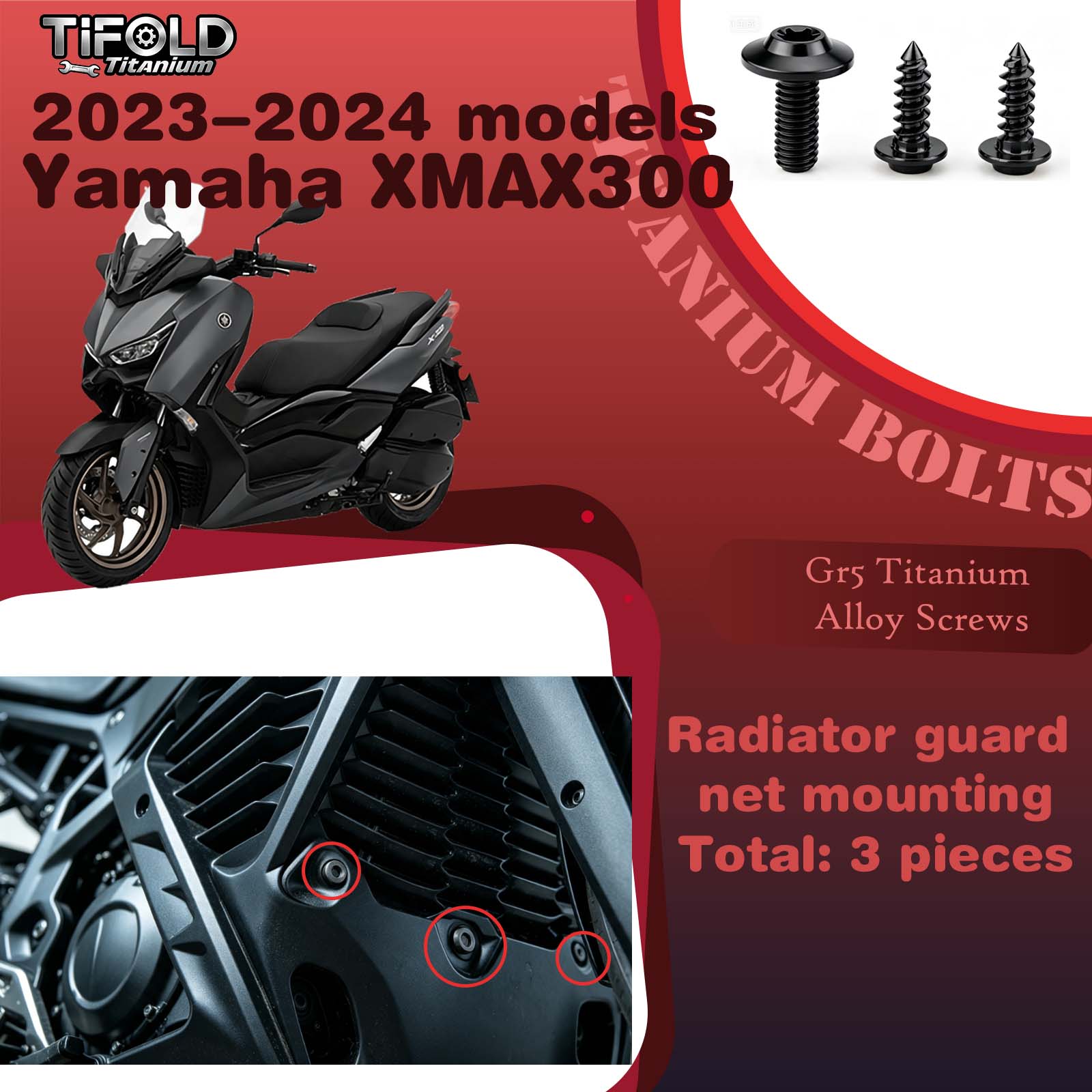 Titanium Alloy Screws for Modification, Fit for YAMAHA XMAX 300 23‑24 Mdels Motorcycle