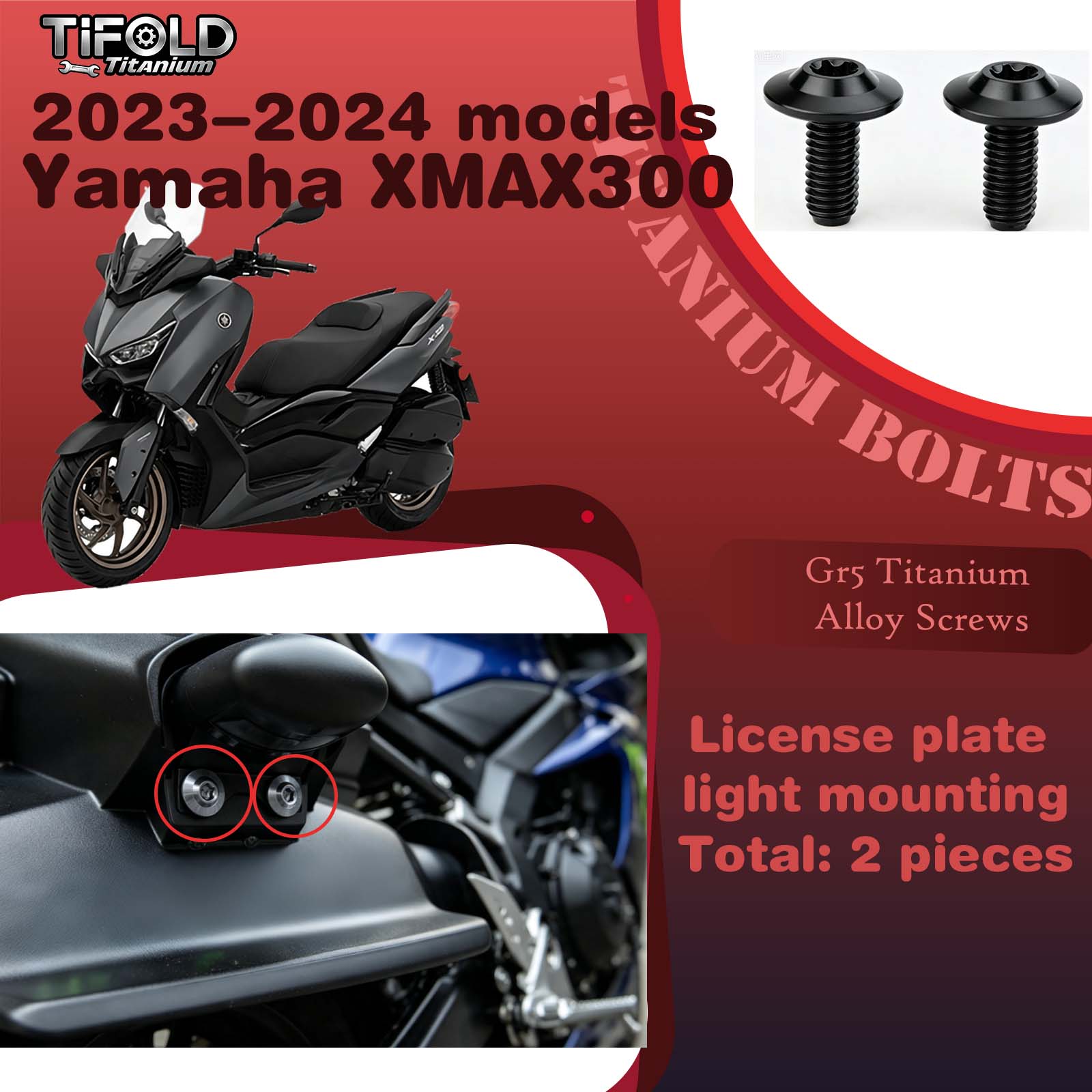 Titanium Alloy Screws for Modification, Fit for YAMAHA XMAX 300 23‑24 Mdels Motorcycle