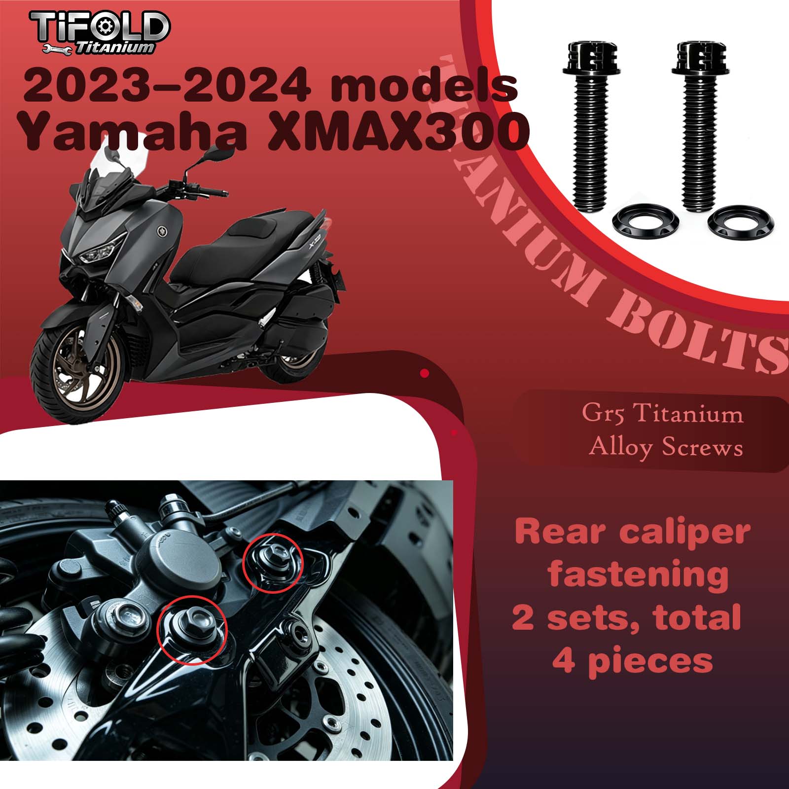Titanium Alloy Screws for Modification, Fit for YAMAHA XMAX 300 23‑24 Mdels Motorcycle