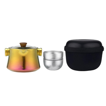 Lightweight Pure Titanium Double - Wall Tea Maker Infuser | 180ML Anti - Scald Teapot | Icy Colors, 90g, Portable for Travel | Teacup for Loose Leaf Tea