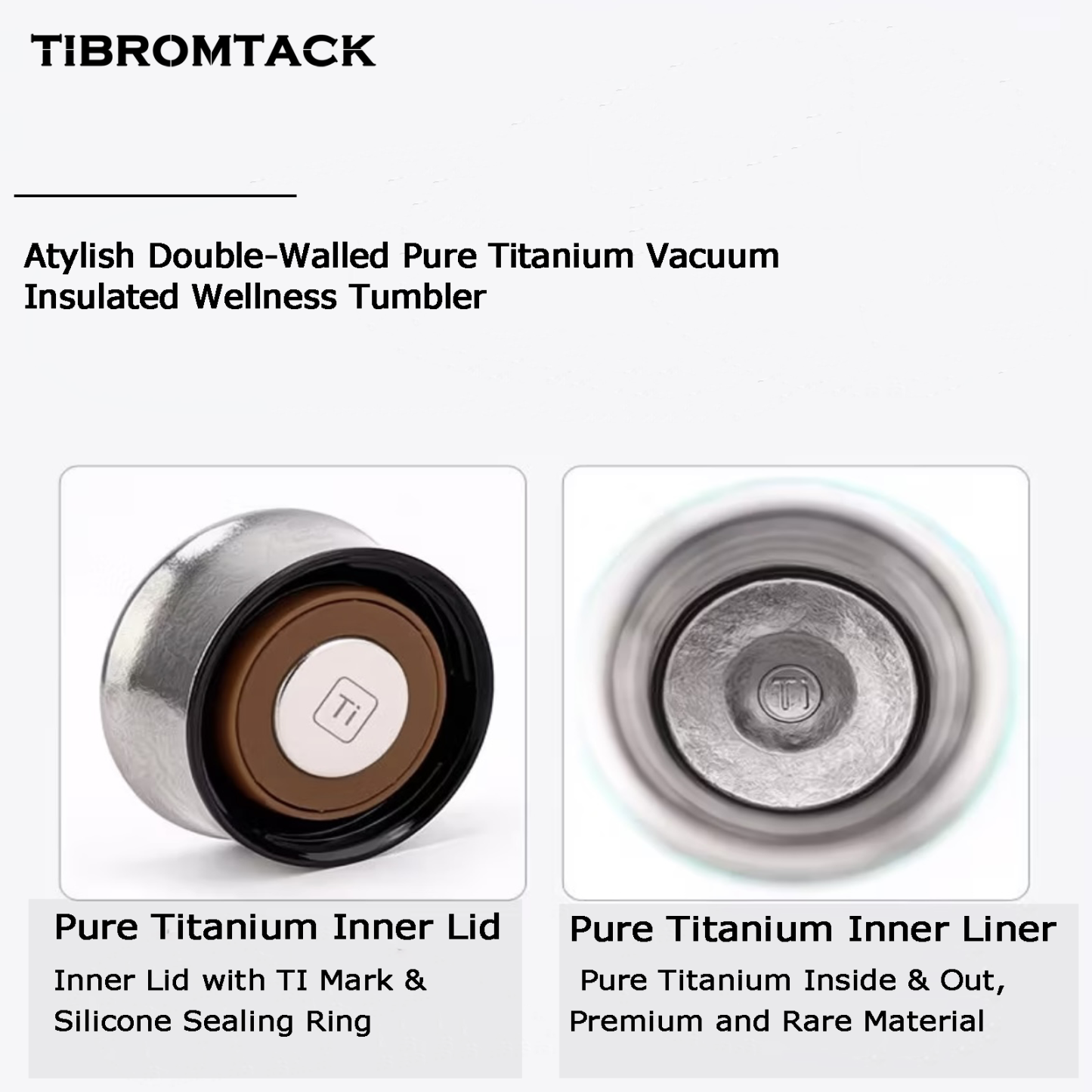 TIBROMTACK Pure Titanium Health-preserving Insulated Cup - 178g Lightweight (50% Lighter Than Steel) BPA Free Vacuum Flask, 185mm×65mm, For Hot & Cold Drinks, Travel & Daily Use