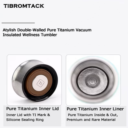 TIBROMTACK Pure Titanium Health-preserving Insulated Cup - 178g Lightweight (50% Lighter Than Steel) BPA Free Vacuum Flask, 185mm×65mm, For Hot & Cold Drinks, Travel & Daily Use