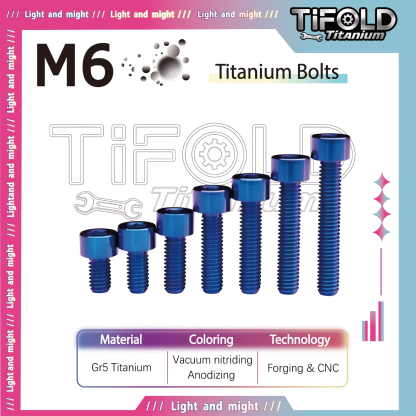 M6 titanium alloy bolt, Gr5 10-35mm length, available in various colors with hexagonal head bolts