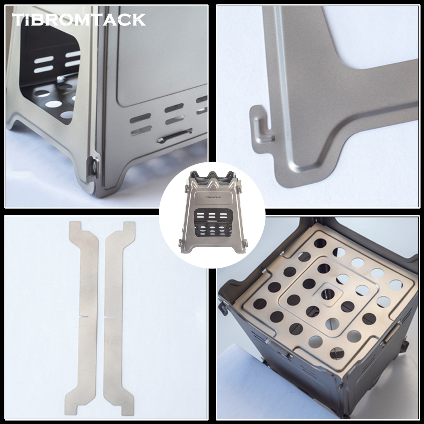 TIBROMTACK Titanium Camping Stove, Portable Collapsible Wood Burning Stove, Lightweight 8.68oz for Outdoor Camping Picnic, Compact Firebox Stove for Cooking Heating, Fits Outdoor Adventures