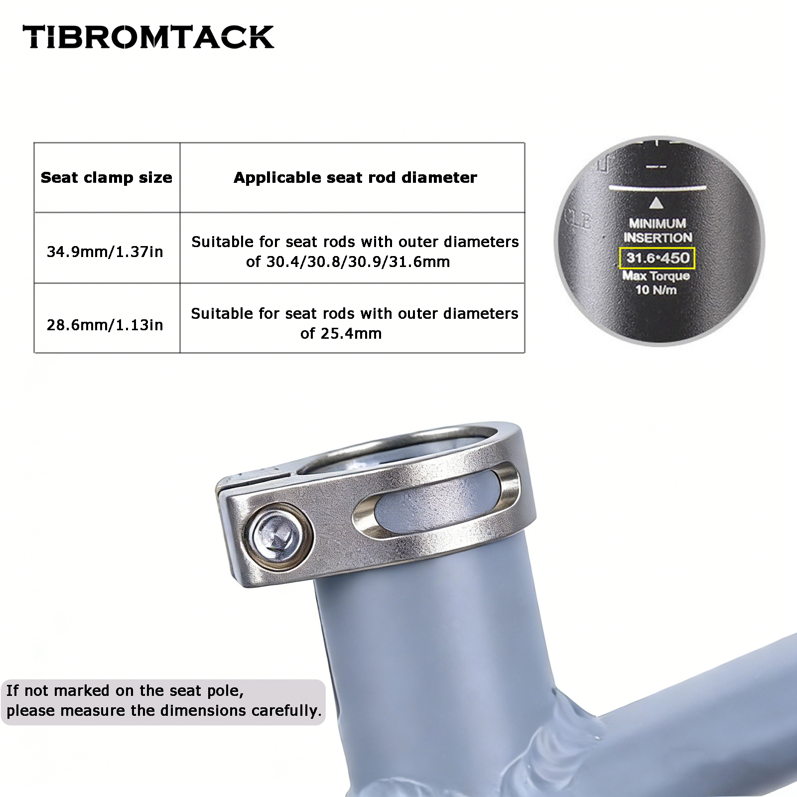 TIBROMTACK Titanium Alloy Bicycle Seat Clamp, 34.9mm(1.37inch)/ 28.6mm(1.13inch) Lightweight High Strength Bike Seat Clamp for Bike Seat Posts, Durable & Comfortable Riding