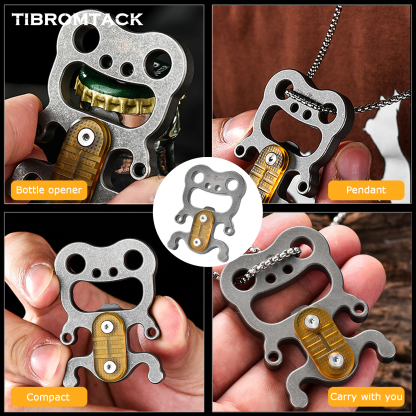 TIBROMTACK Titanium Bottle Opener Keychain, Frog Shape EDC Tool, Lightweight & Durable Key Bottle Opener for Beer & Soda, 32g Compact Keychain Multitool